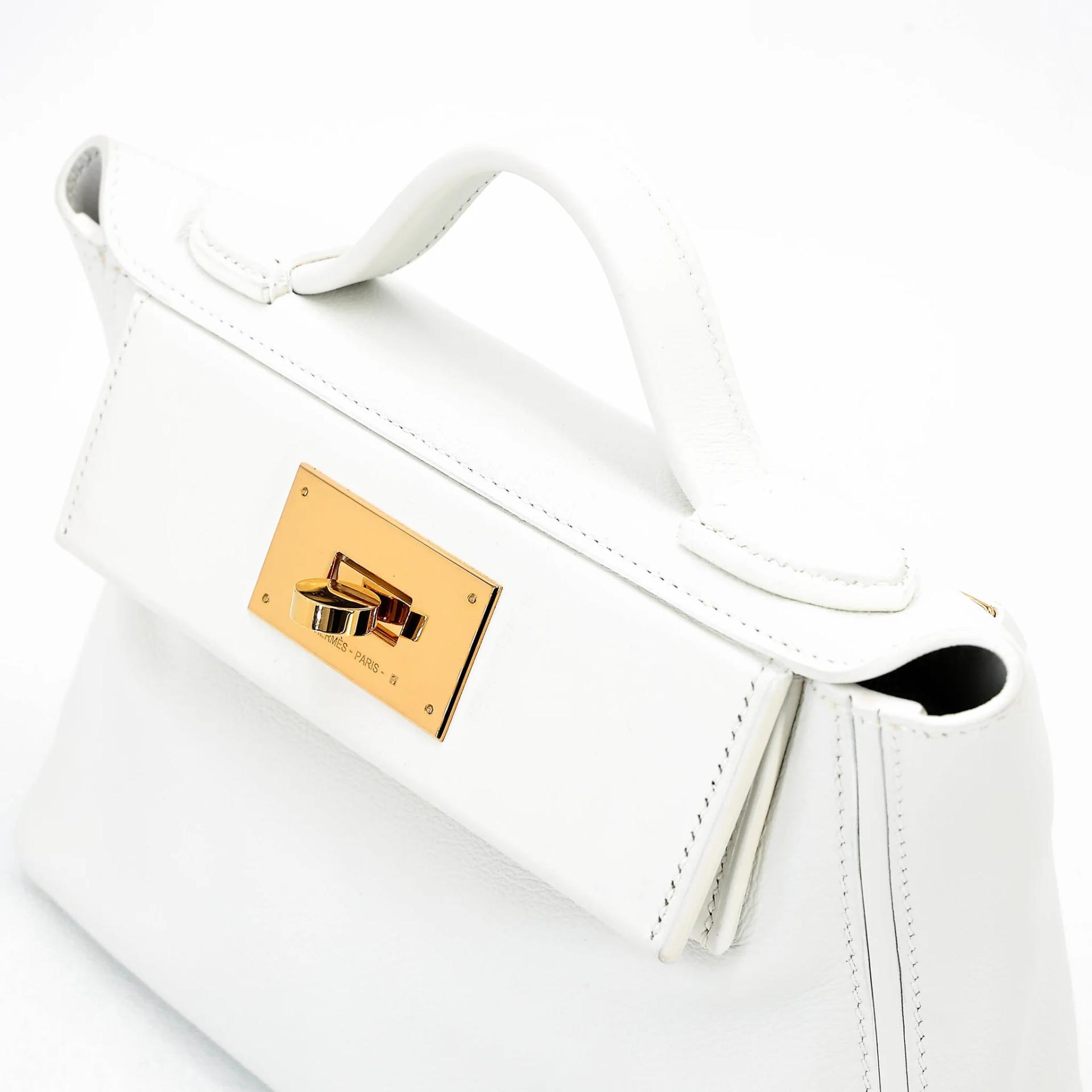 Very Good ( Rank A) HERMÈS 24/24 - 21 mini White (01) Evercolor Swift Gold hardware W (2024) - 3