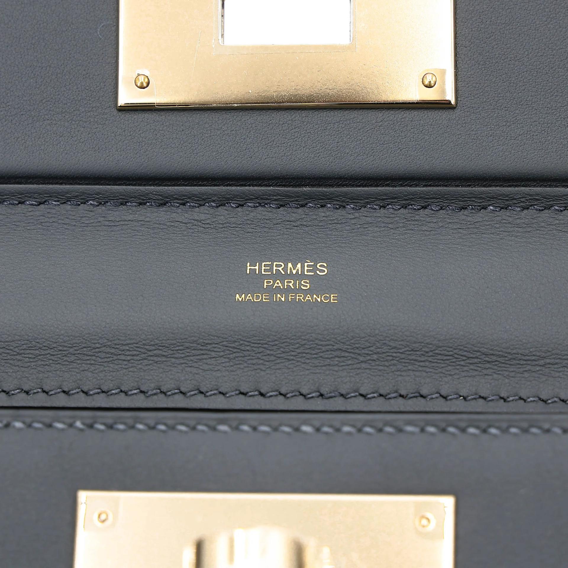 Unused ( Rank NS ) HERMÈS 24/24 - 21 mini Gris misty (H0) Evercolor Swift Permabrass hardware W (2024) - 12