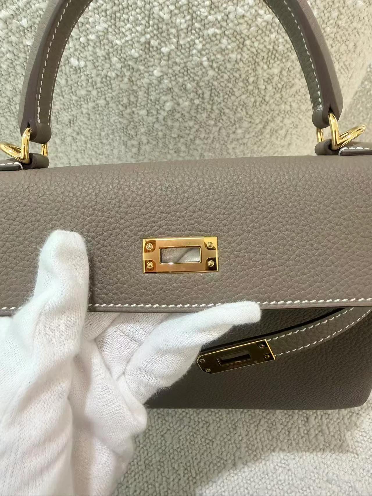 Brand New ( Rank N ) HERMÈS Kelly 25 Etoupe (18) Togo Gold hardware G (2026) - 19