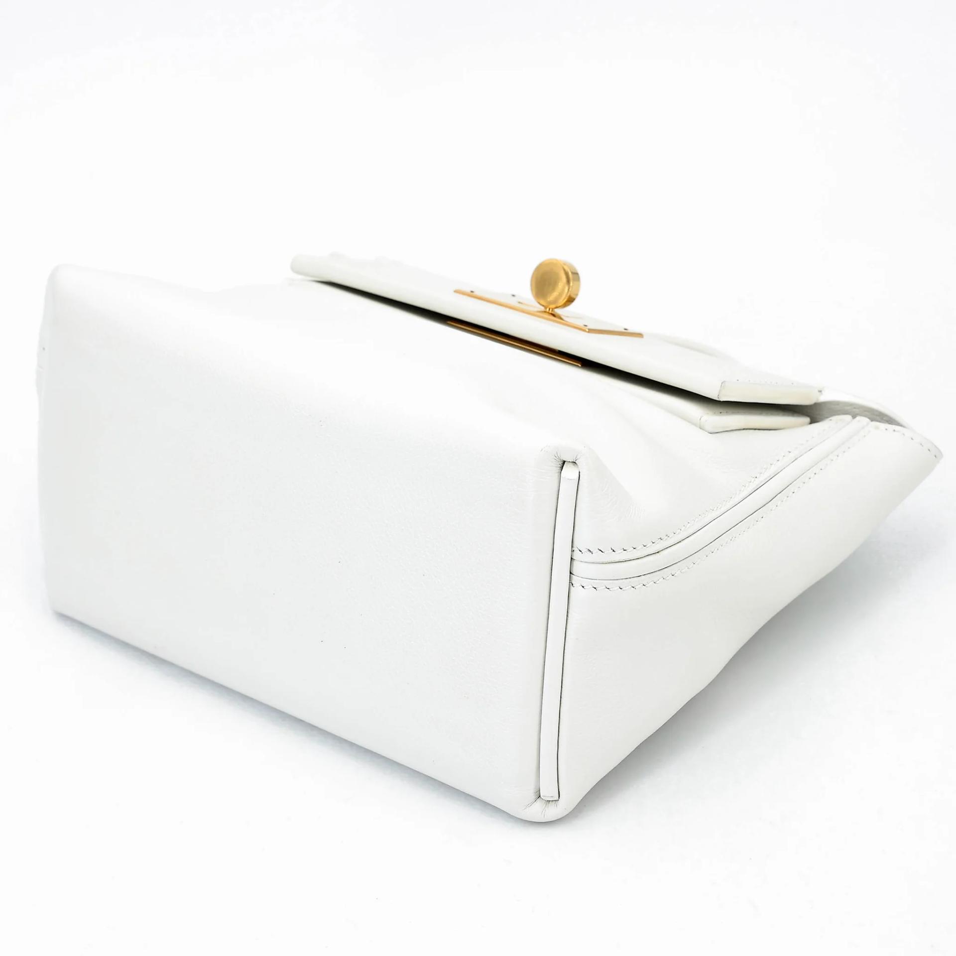 Very Good ( Rank A) HERMÈS 24/24 - 21 mini White (01) Evercolor Swift Gold hardware W (2024) - 4