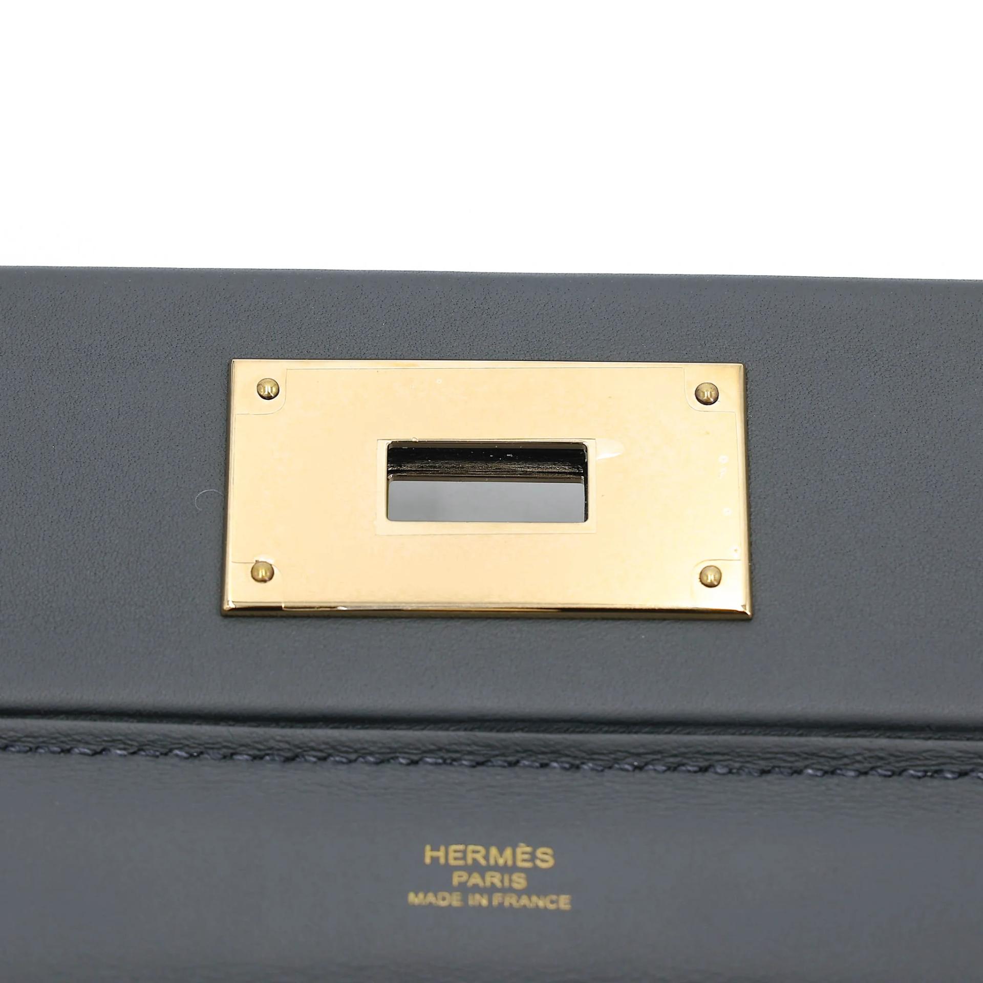 Unused ( Rank NS ) HERMÈS 24/24 - 21 mini Gris misty (H0) Evercolor Swift Permabrass hardware W (2024) - 10
