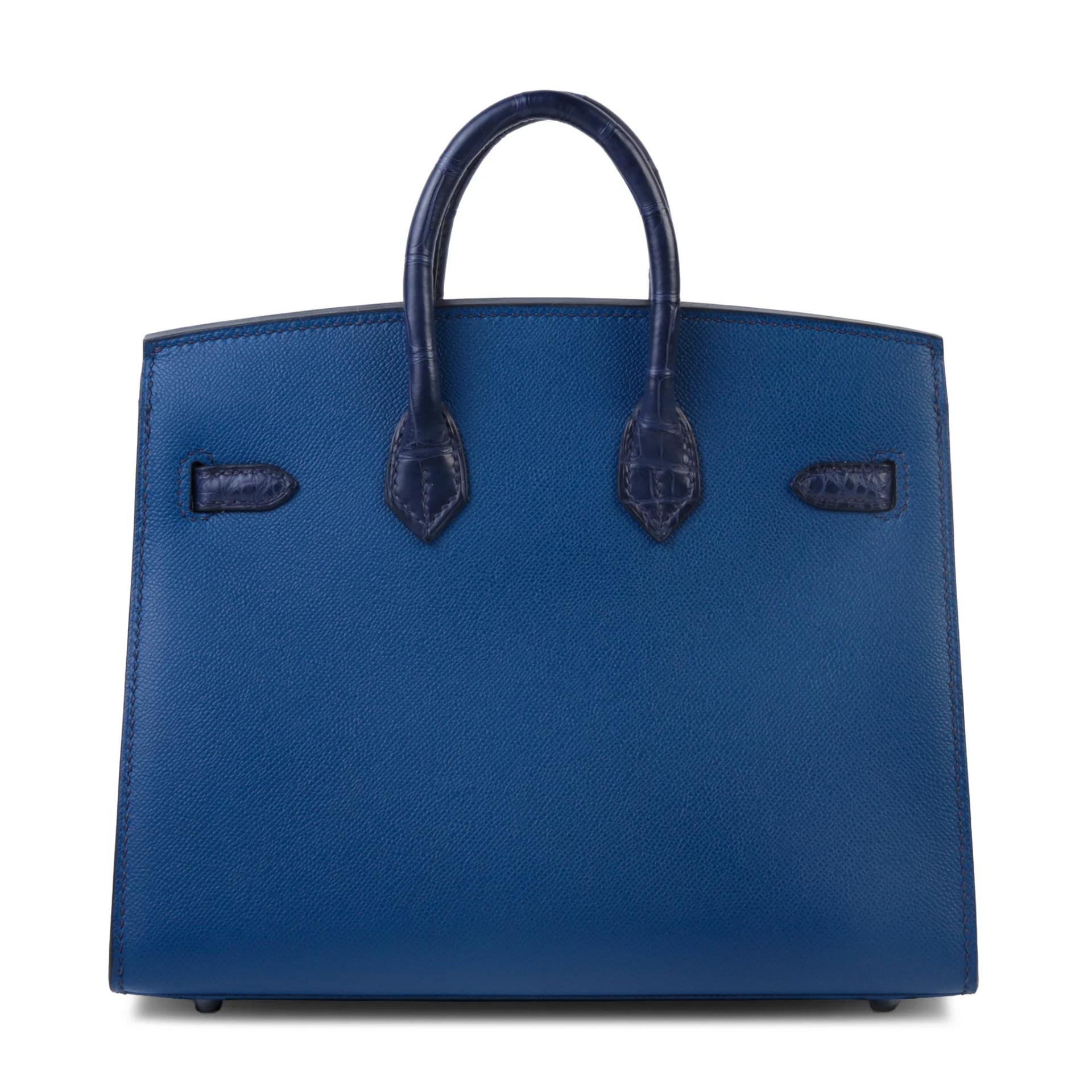 未使用保存品 HERMÈS 爱马仕 限量收藏款 Birkin Faubourg 20 房子包 外缝 S4 深邃蓝 Deep Blue 78 深海蓝 Blue Marine 76 深蓝 Bleu Indigo □ 短吻鳄 雾面 Madame皮 Swift牛皮 银扣 B刻 2023年 - 2