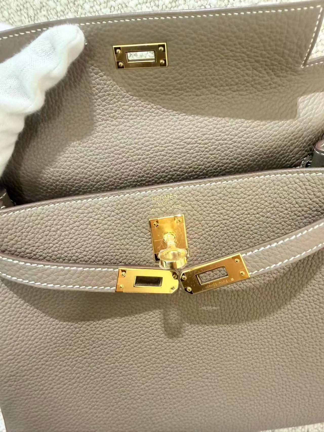 Brand New ( Rank N ) HERMÈS Kelly 25 Etoupe (18) Togo Gold hardware G (2026) - 20