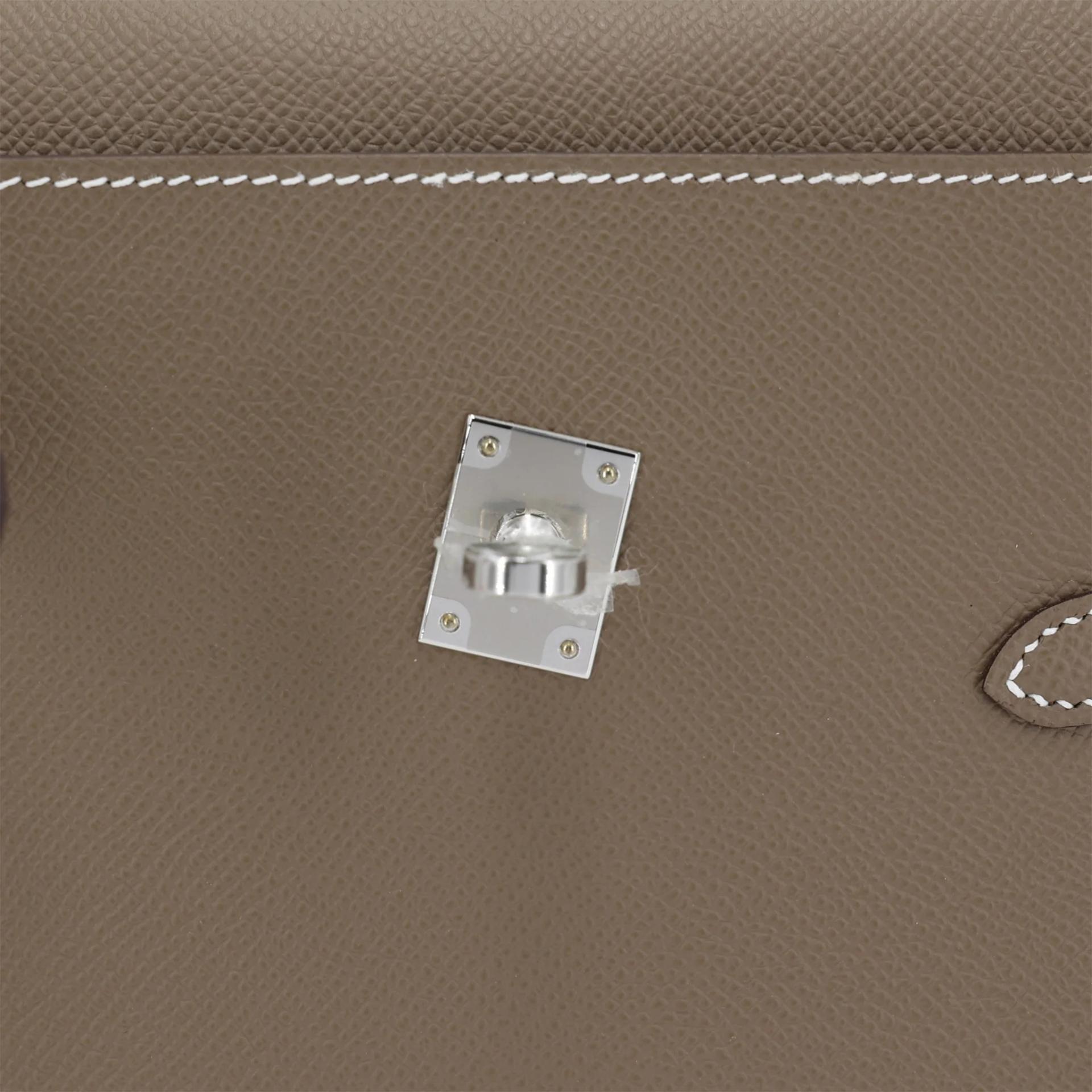 未使用保存品 HERMÈS 愛馬仕 限量收藏款 Kelly 20 en Desordre 18 大象灰 Etoupe Epsom牛皮 銀扣 U刻 2022年 - 9