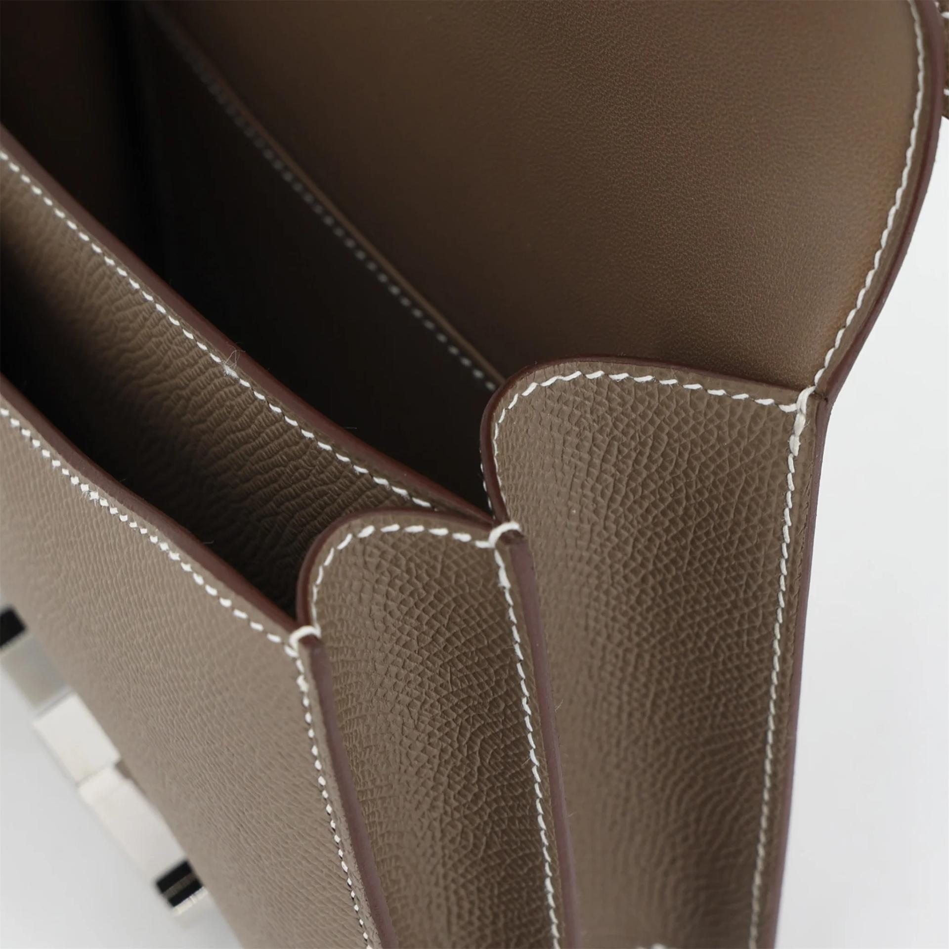 Brand New ( Rank N ) HERMÈS Constance Mini Etoupe (18) Epsom Palladium hardware G (2026) - 16