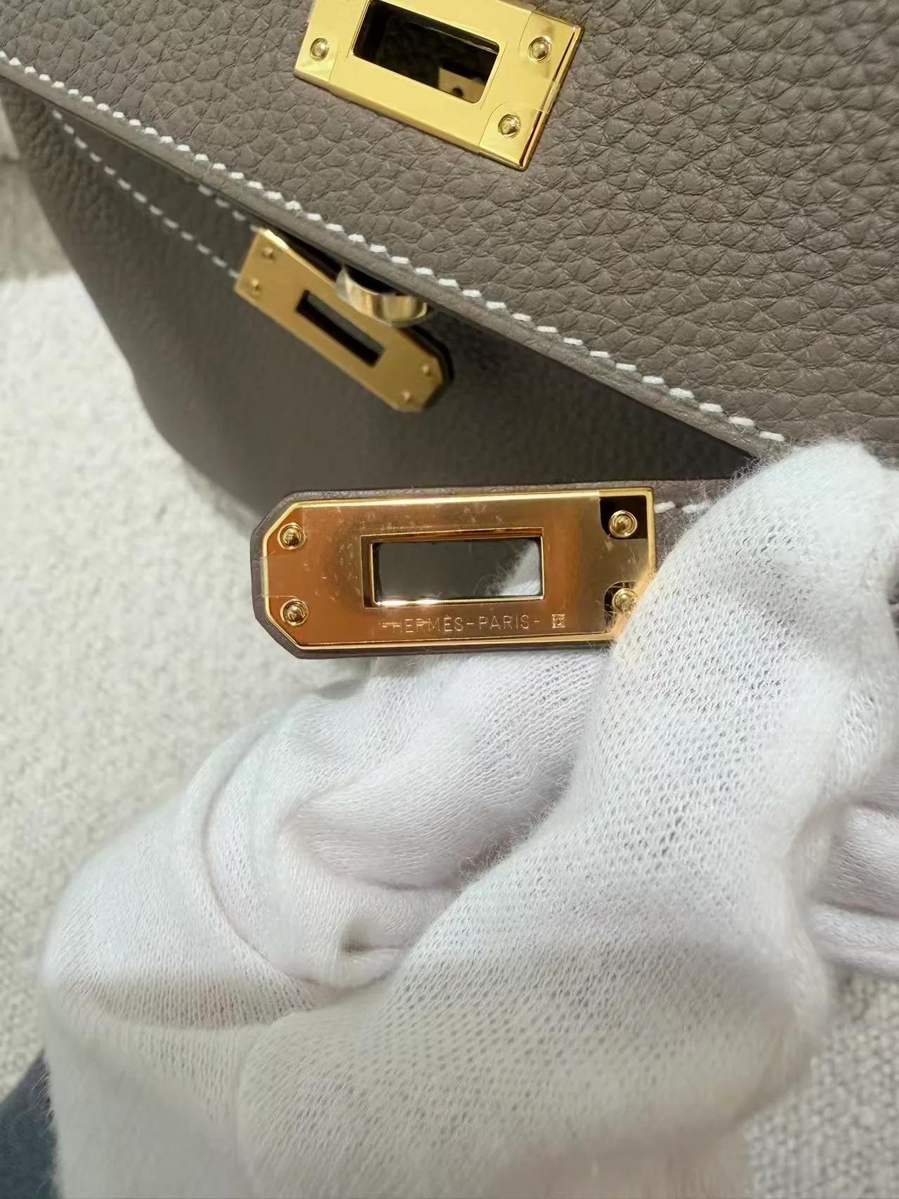 Brand New ( Rank N ) HERMÈS Kelly 25 Etoupe (18) Togo Gold hardware G (2026) - 18