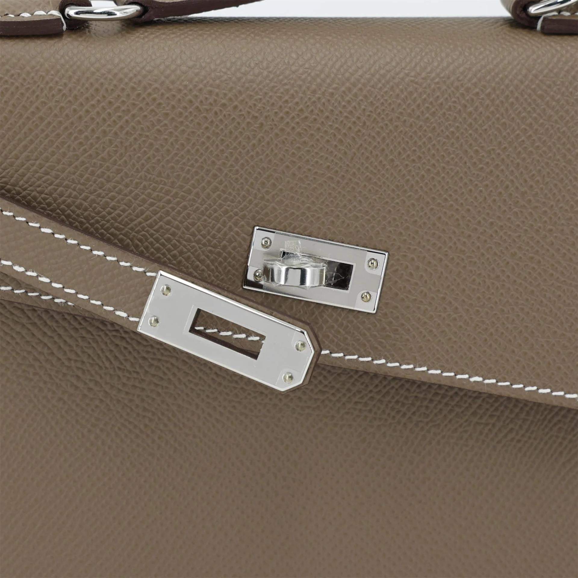未使用保存品 HERMÈS 愛馬仕 限量收藏款 Kelly 20 en Desordre 18 大象灰 Etoupe Epsom牛皮 銀扣 U刻 2022年 - 8