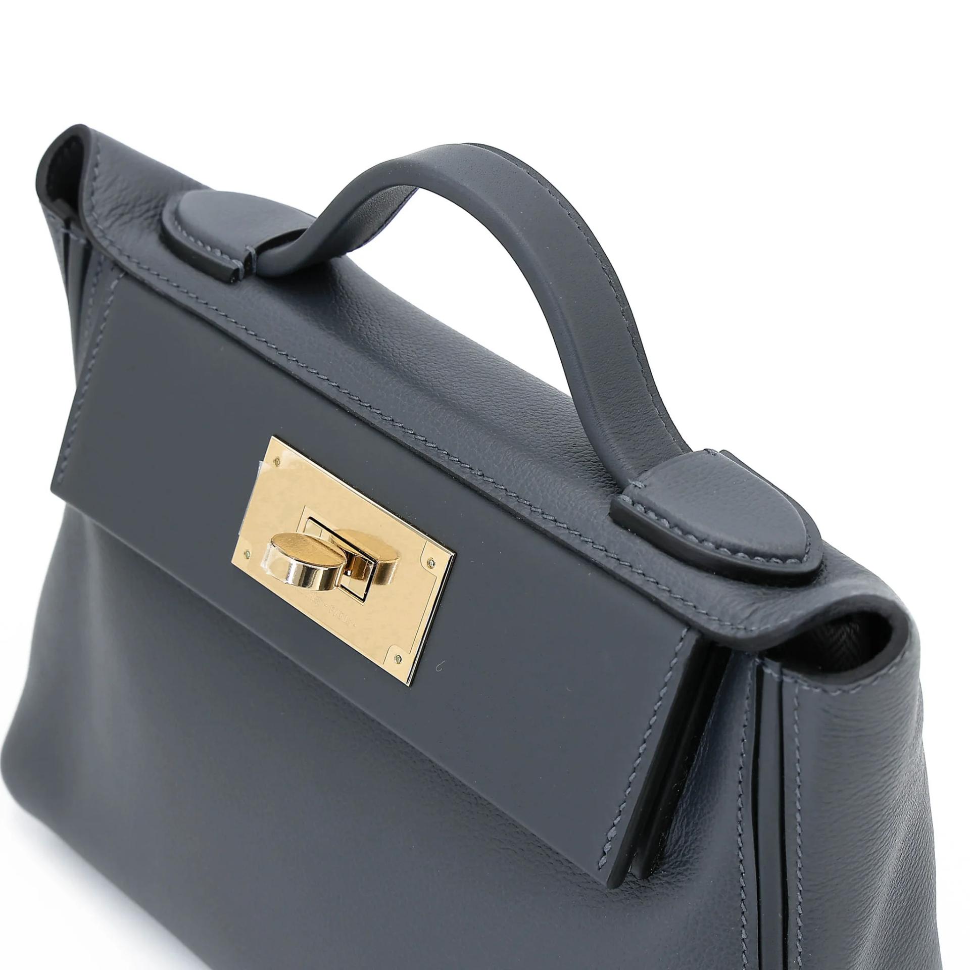 Unused ( Rank NS ) HERMÈS 24/24 - 21 mini Gris misty (H0) Evercolor Swift Permabrass hardware W (2024) - 3