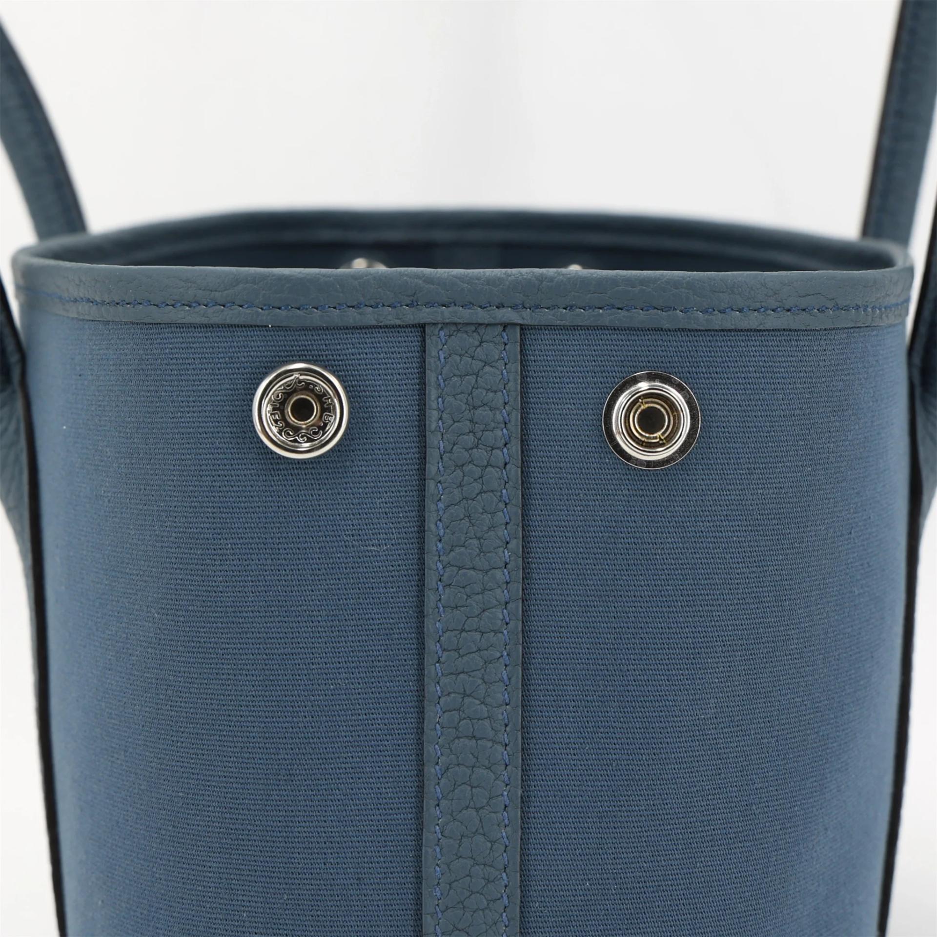 Brand New ( Rank N ) HERMÈS Neo Garden Party 23 Bleu Tempete (N7) Negonda Toile Officier canvas Palladium hardware G (2026) - 9
