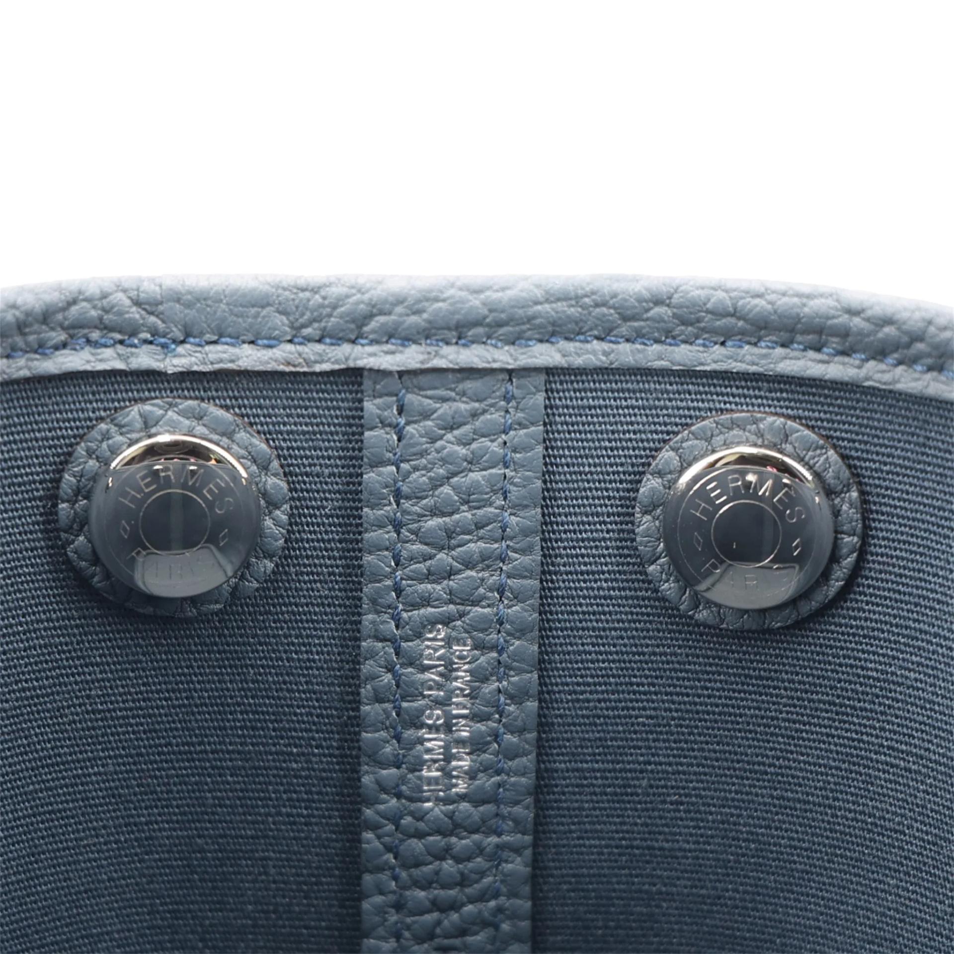 Brand New ( Rank N ) HERMÈS Neo Garden Party 23 Bleu Tempete (N7) Negonda Toile Officier canvas Palladium hardware G (2026) - 10