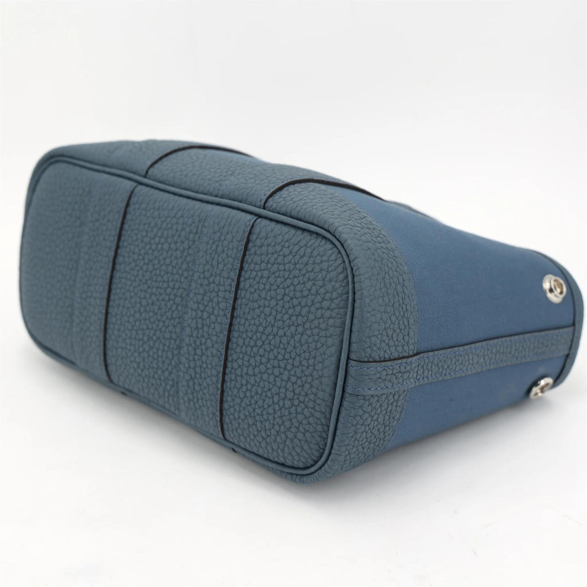 Brand New ( Rank N ) HERMÈS Neo Garden Party 23 Bleu Tempete (N7) Negonda Toile Officier canvas Palladium hardware G (2026) - 7