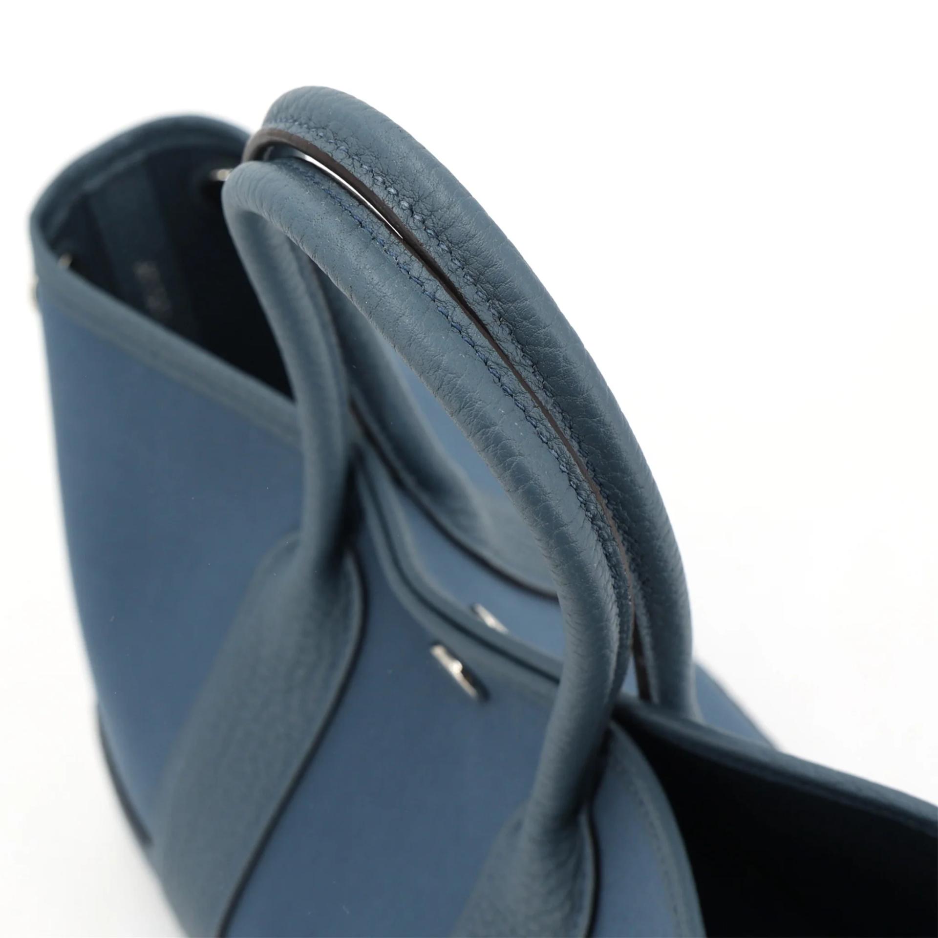 Brand New ( Rank N ) HERMÈS Neo Garden Party 23 Bleu Tempete (N7) Negonda Toile Officier canvas Palladium hardware G (2026) - 3