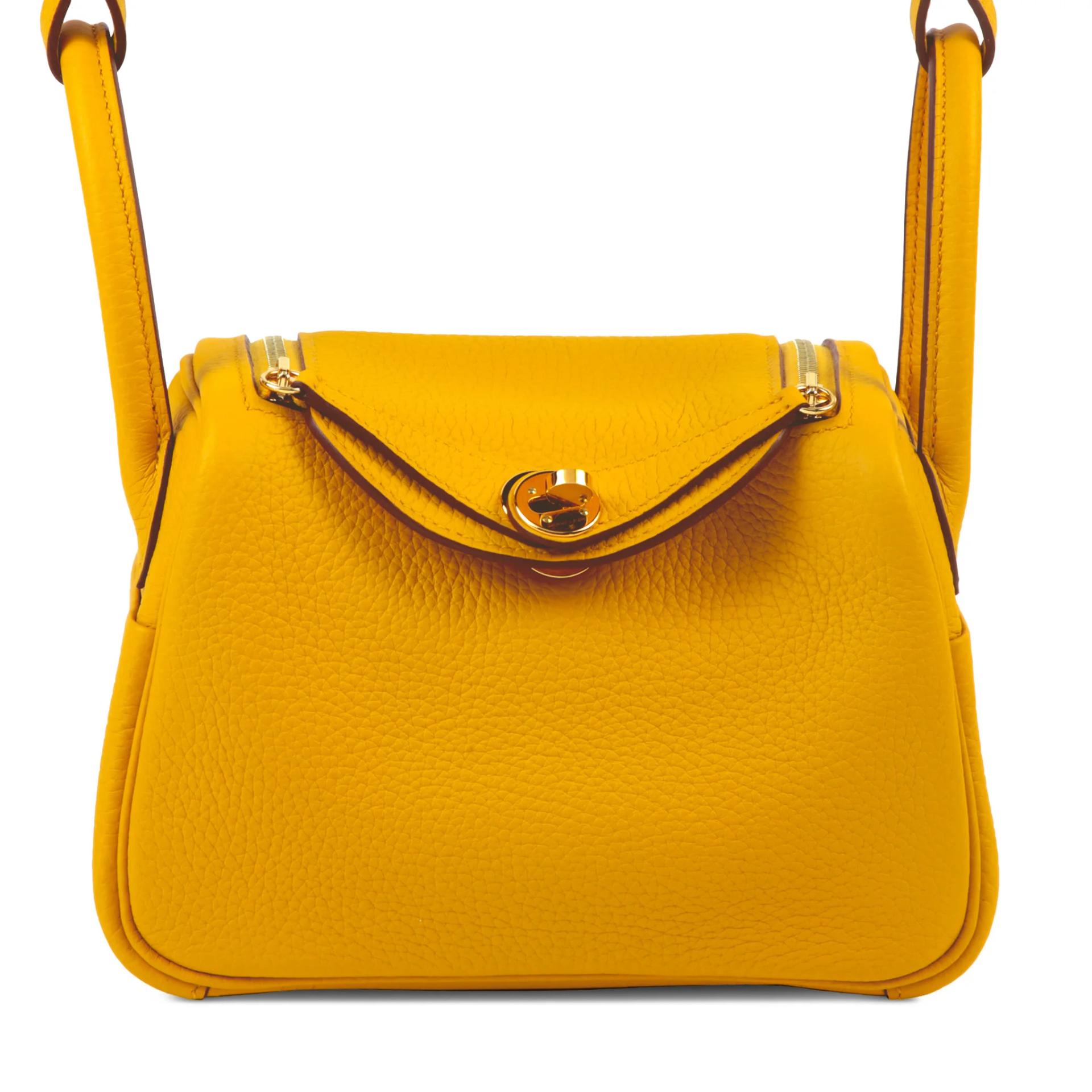 Excellent ( Rank SA ) HERMÈS Mini Lindy Jaune Ambre (9D) Clemence Gold hardware D (2019) - 1