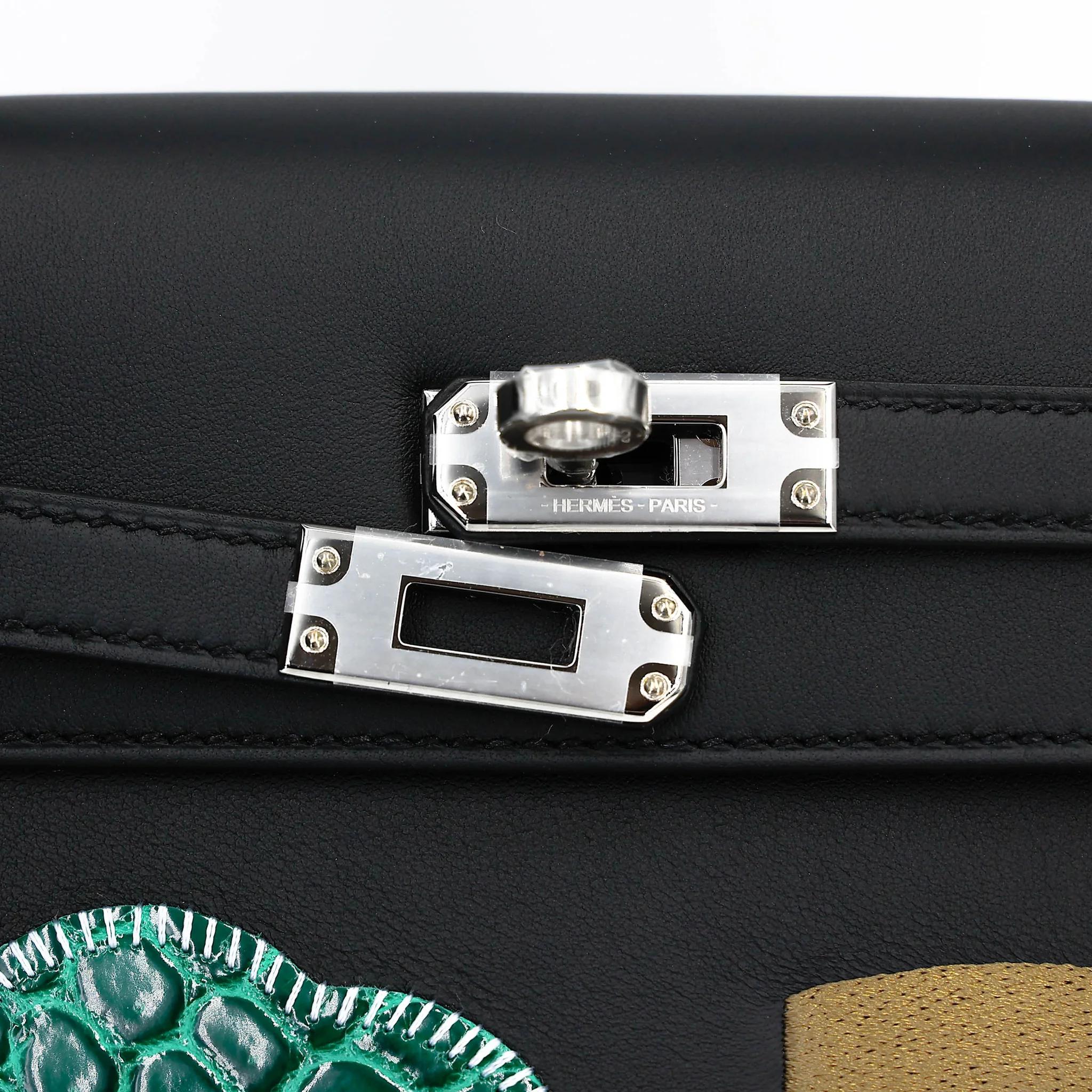 ランク N 新品 HERMÈS エルメス 限定品 ケリー25 セリエ Broderie Colla ブラック (89) ブーゲンビリア (A5) ヴェールエメラルド (6Q) タバックキャメル (24) ベトン (8L) テール (4D) スイフト シルバー金具 K刻印 (2025) - 8