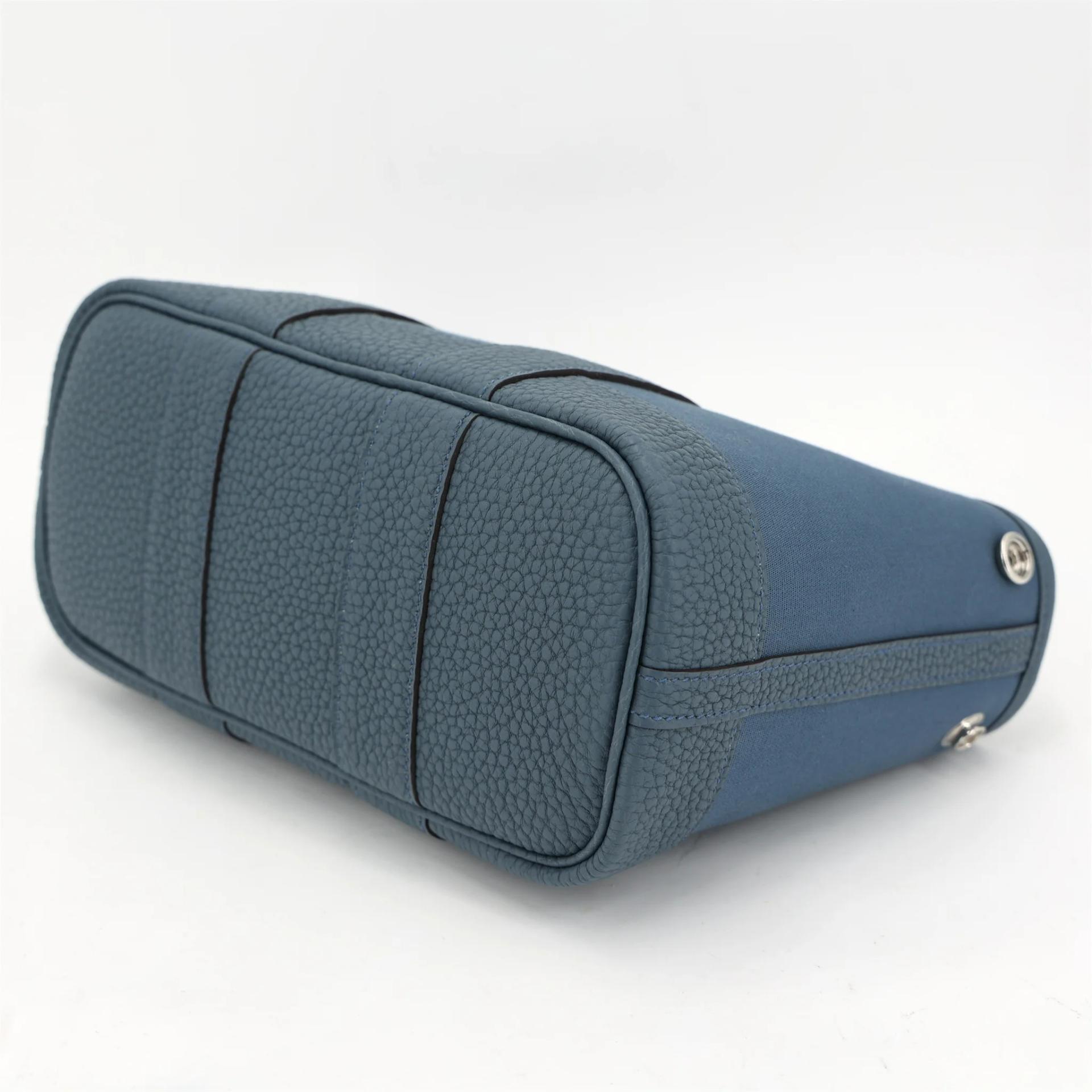 Brand New ( Rank N ) HERMÈS Neo Garden Party 23 Bleu Tempete (N7) Negonda Toile Officier canvas Palladium hardware G (2026) - 5