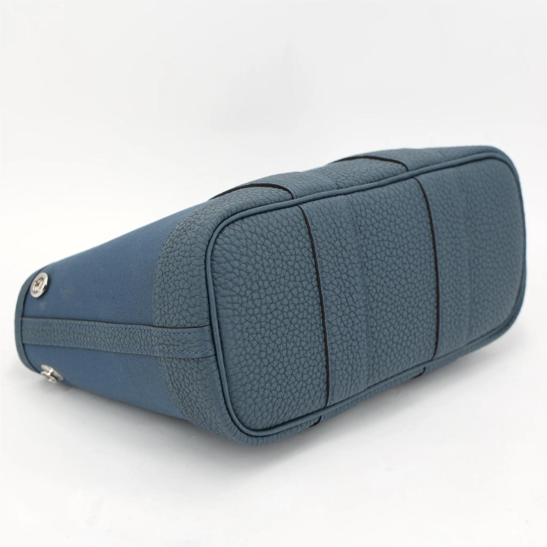 Brand New ( Rank N ) HERMÈS Neo Garden Party 23 Bleu Tempete (N7) Negonda Toile Officier canvas Palladium hardware G (2026) - 4