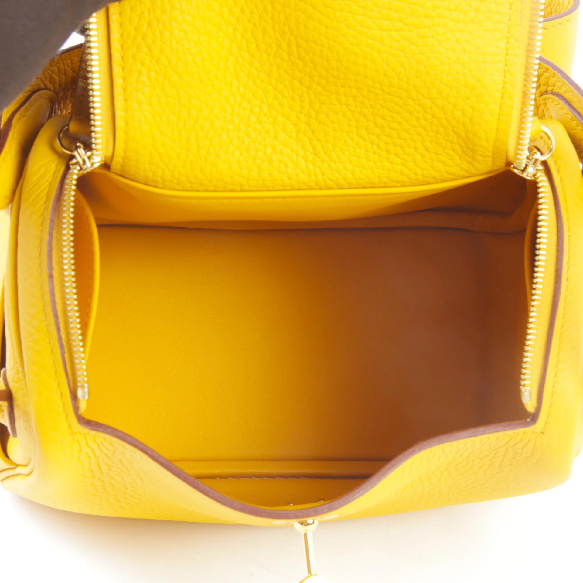 Excellent ( Rank SA ) HERMÈS Mini Lindy Jaune Ambre (9D) Clemence Gold hardware D (2019) - 9