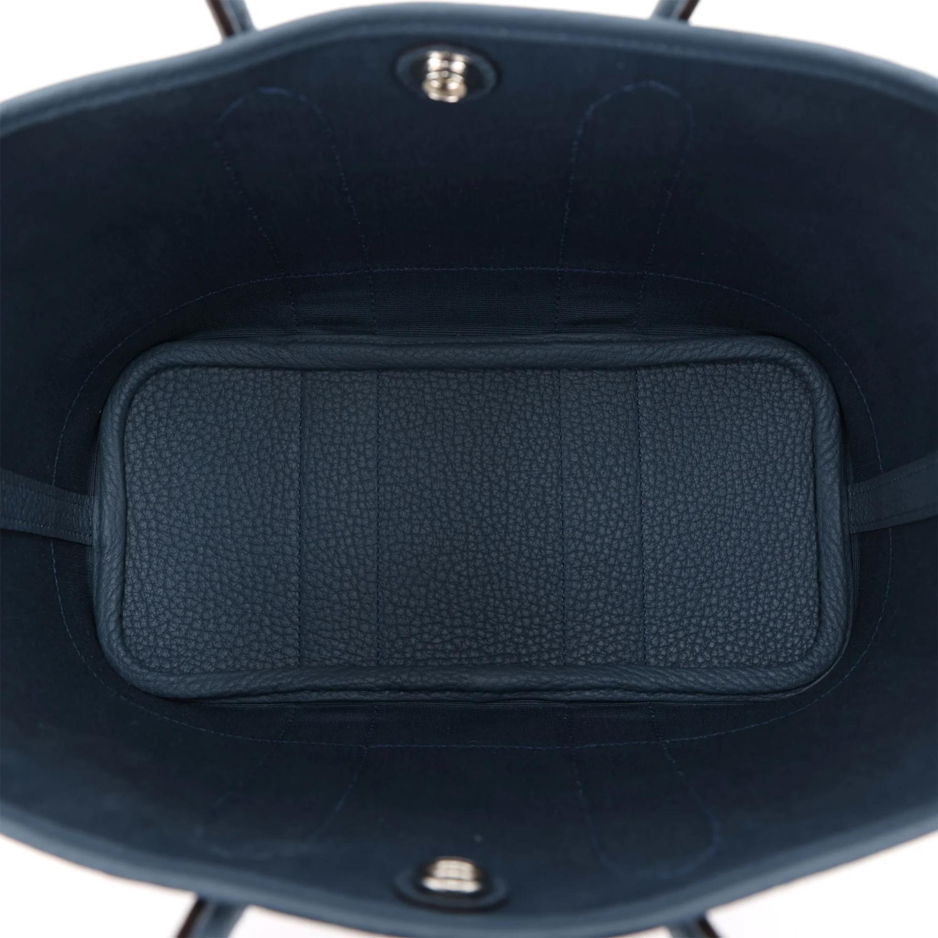 Brand New ( Rank N ) HERMÈS Neo Garden Party 23 Bleu Tempete (N7) Negonda Toile Officier canvas Palladium hardware G (2026) - 12