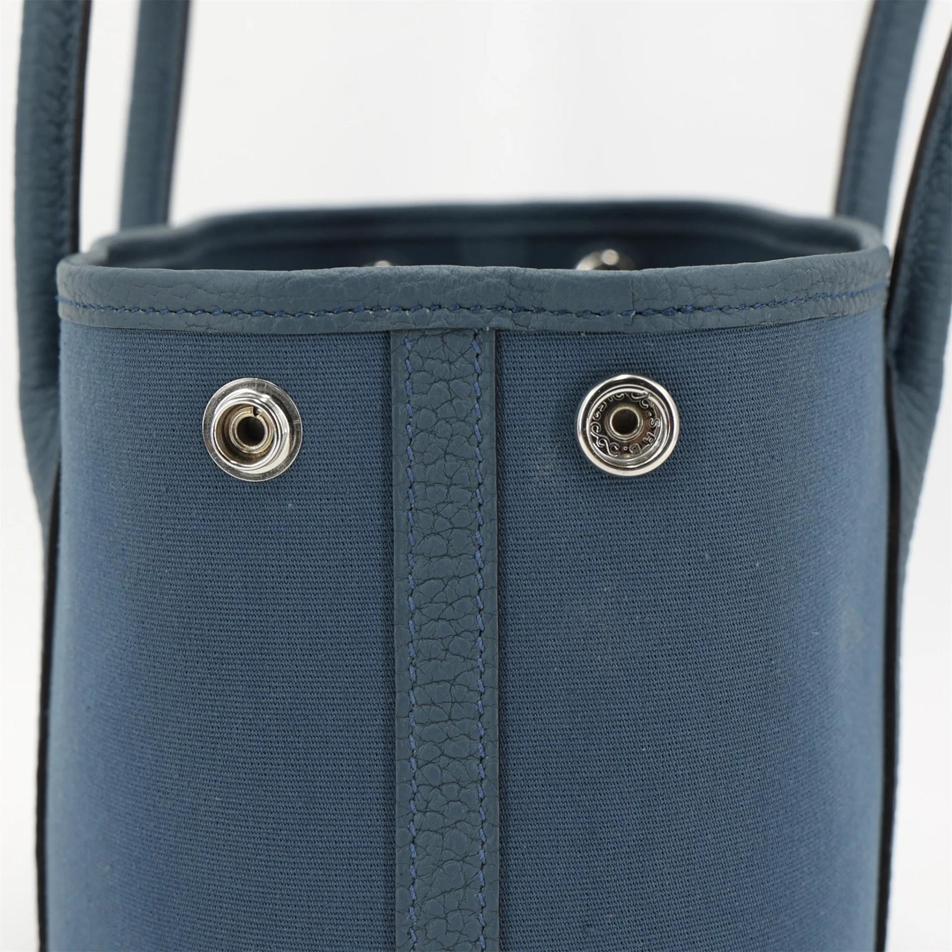 Brand New ( Rank N ) HERMÈS Neo Garden Party 23 Bleu Tempete (N7) Negonda Toile Officier canvas Palladium hardware G (2026) - 8