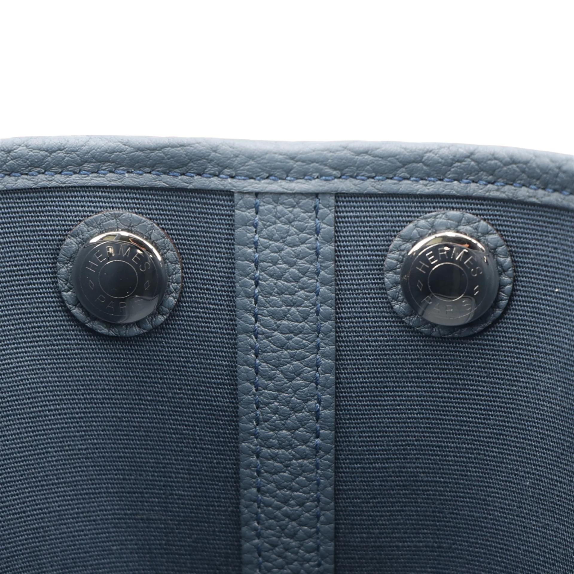 Brand New ( Rank N ) HERMÈS Neo Garden Party 23 Bleu Tempete (N7) Negonda Toile Officier canvas Palladium hardware G (2026) - 11