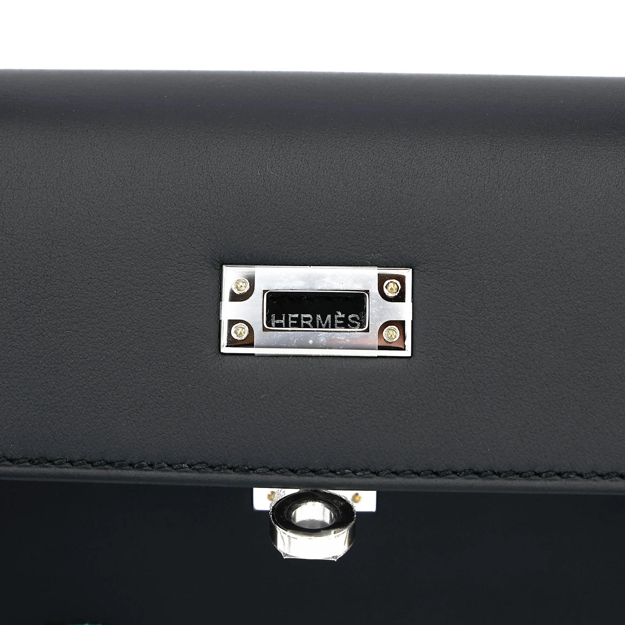 ランク N 新品 HERMÈS エルメス 限定品 ケリー25 セリエ Broderie Colla ブラック (89) ブーゲンビリア (A5) ヴェールエメラルド (6Q) タバックキャメル (24) ベトン (8L) テール (4D) スイフト シルバー金具 K刻印 (2025) - 10