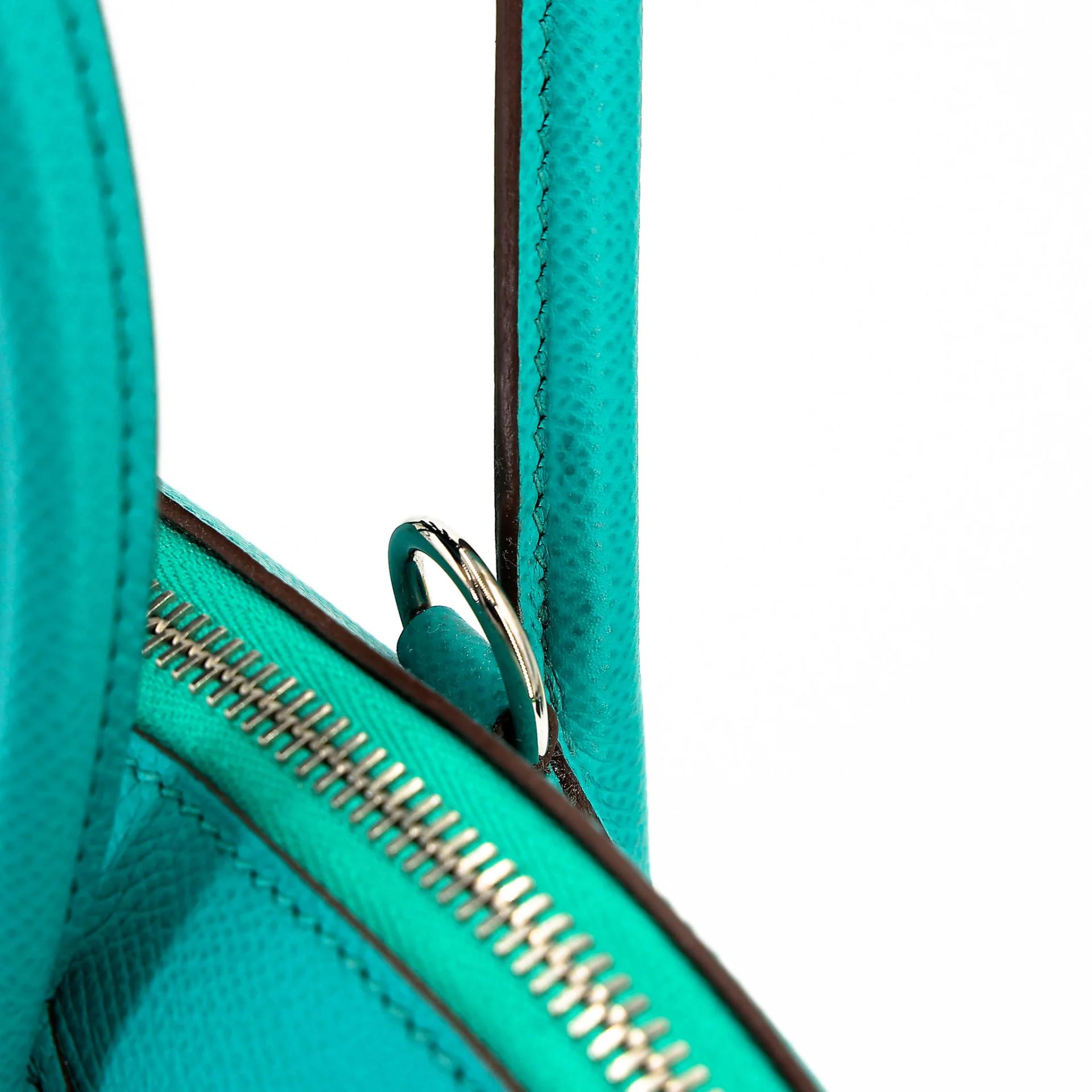 Very Good ( Rank A) HERMÈS Bolide 35 Bleu Paon (7F) Epsom Palladium hardware Square P (2012) - 4