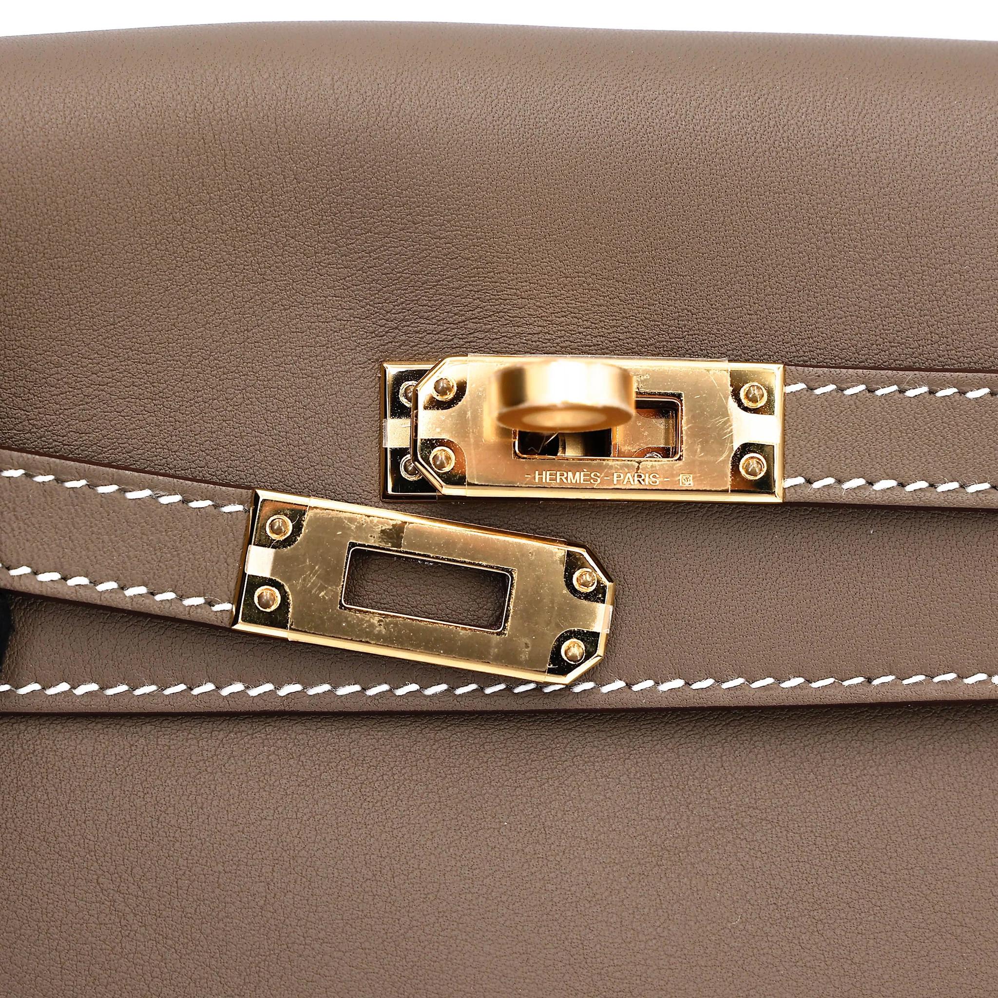 Excellent ( Rank SA ) HERMÈS Kelly Danse Etoupe (18) Swift Gold hardware B (2023) - 9