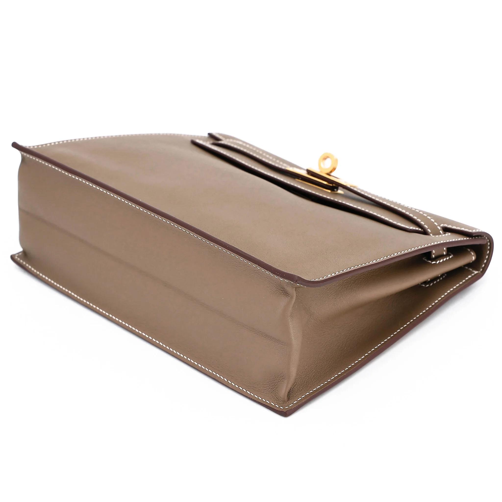 Excellent ( Rank SA ) HERMÈS Kelly Danse Etoupe (18) Swift Gold hardware B (2023) - 3