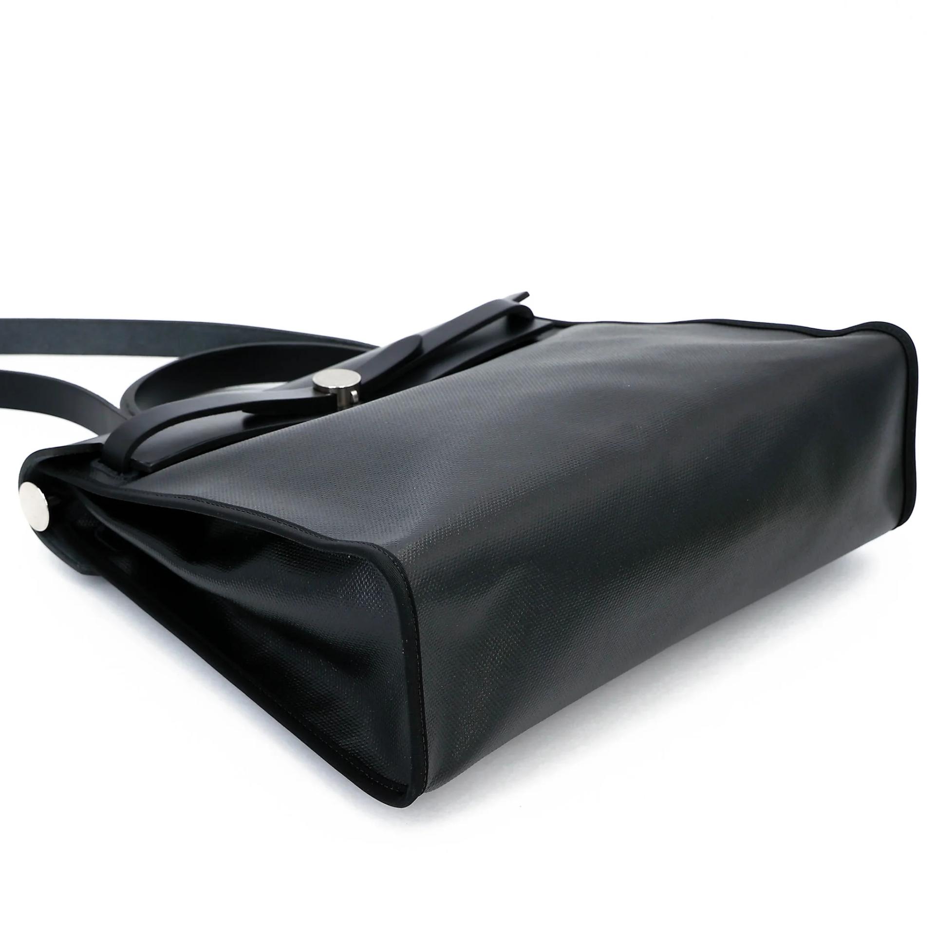 Excellent ( Rank SA ) HERMÈS Herbag PM Noir (89) Toile Berline canvas Vache Hunter Palladium hardware Z (2021) - 6