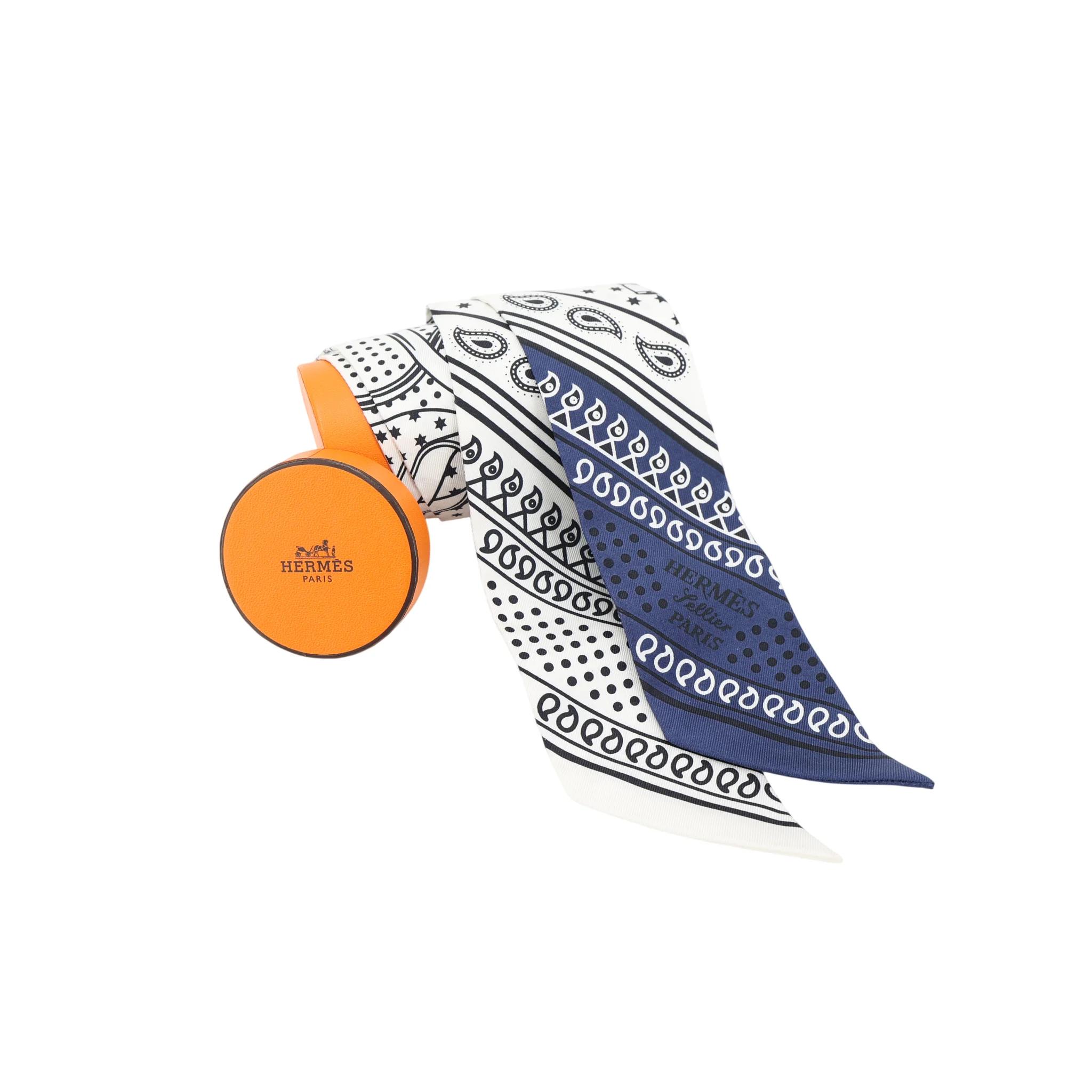 ランク N 新品 HERMÈS エルメス ツイリー エプロンドール バンダナ ブルー ホワイト シルク - 3