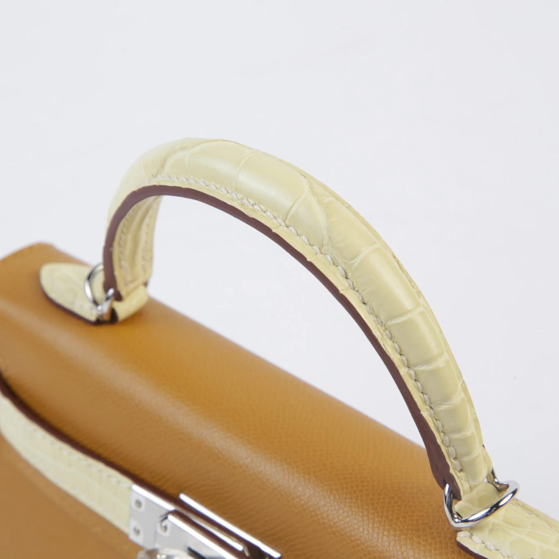 Brand New ( Rank N ) HERMÈS Mini Kelly II Touch Sesame (2S) Vanille (Y1) Madame Matte Alligator Palladium hardware K (2025) - 3