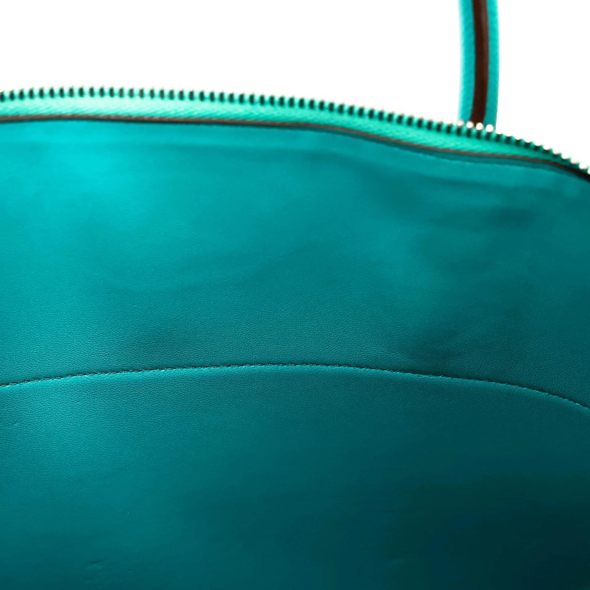 Very Good ( Rank A) HERMÈS Bolide 35 Bleu Paon (7F) Epsom Palladium hardware Square P (2012) - 19