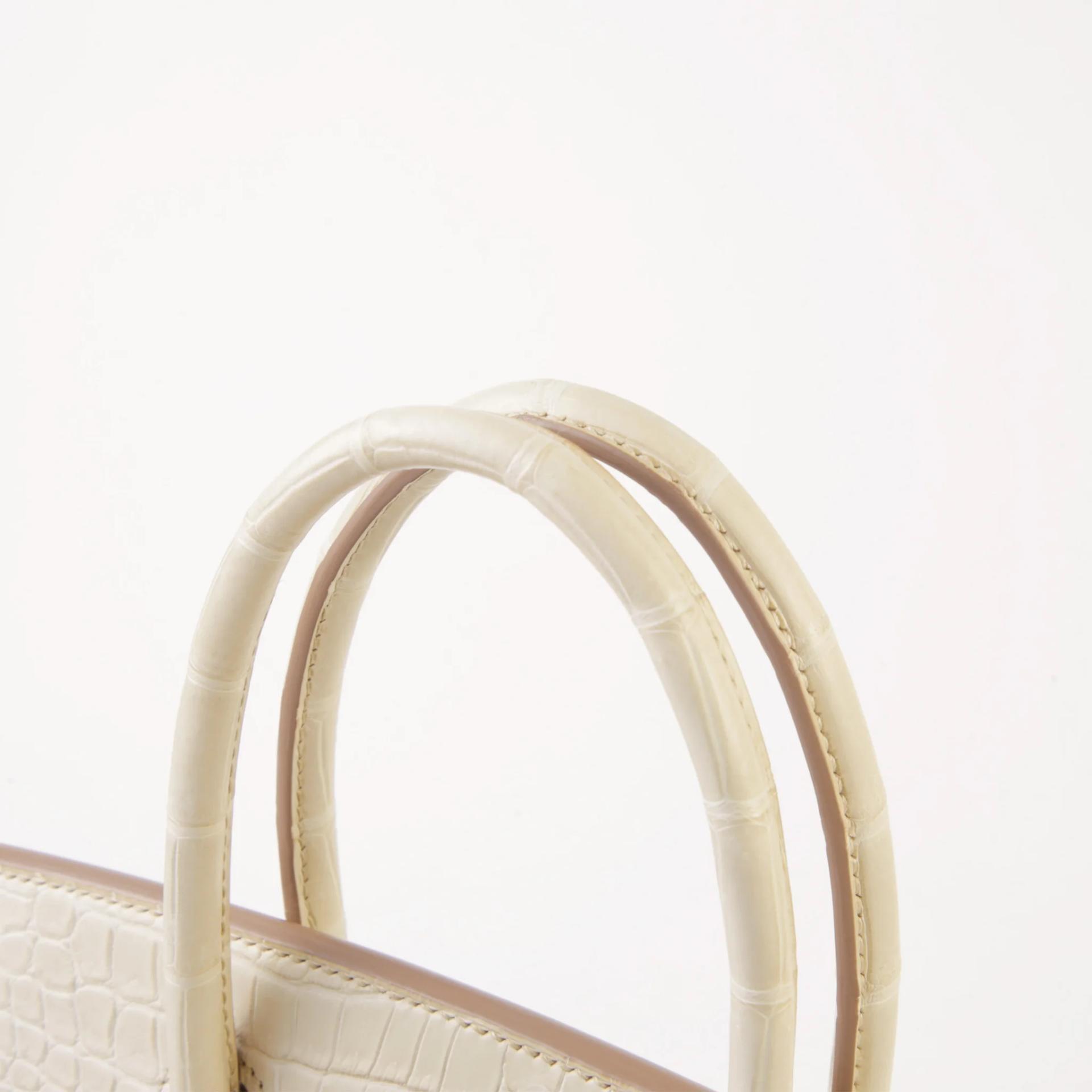 未使用保存品 HERMÈS 愛馬仕 Birkin 30 8L 冰川白 Beton ∧ 灣鱷 霧面 金扣 U刻 2022年 - 3