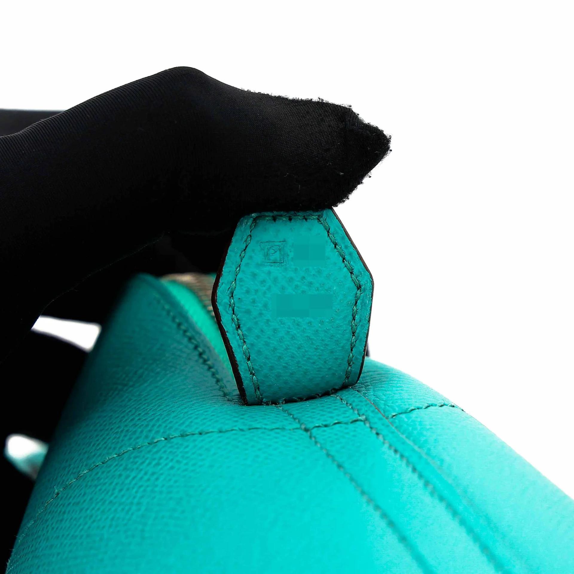 Very Good ( Rank A) HERMÈS Bolide 35 Bleu Paon (7F) Epsom Palladium hardware Square P (2012) - 11
