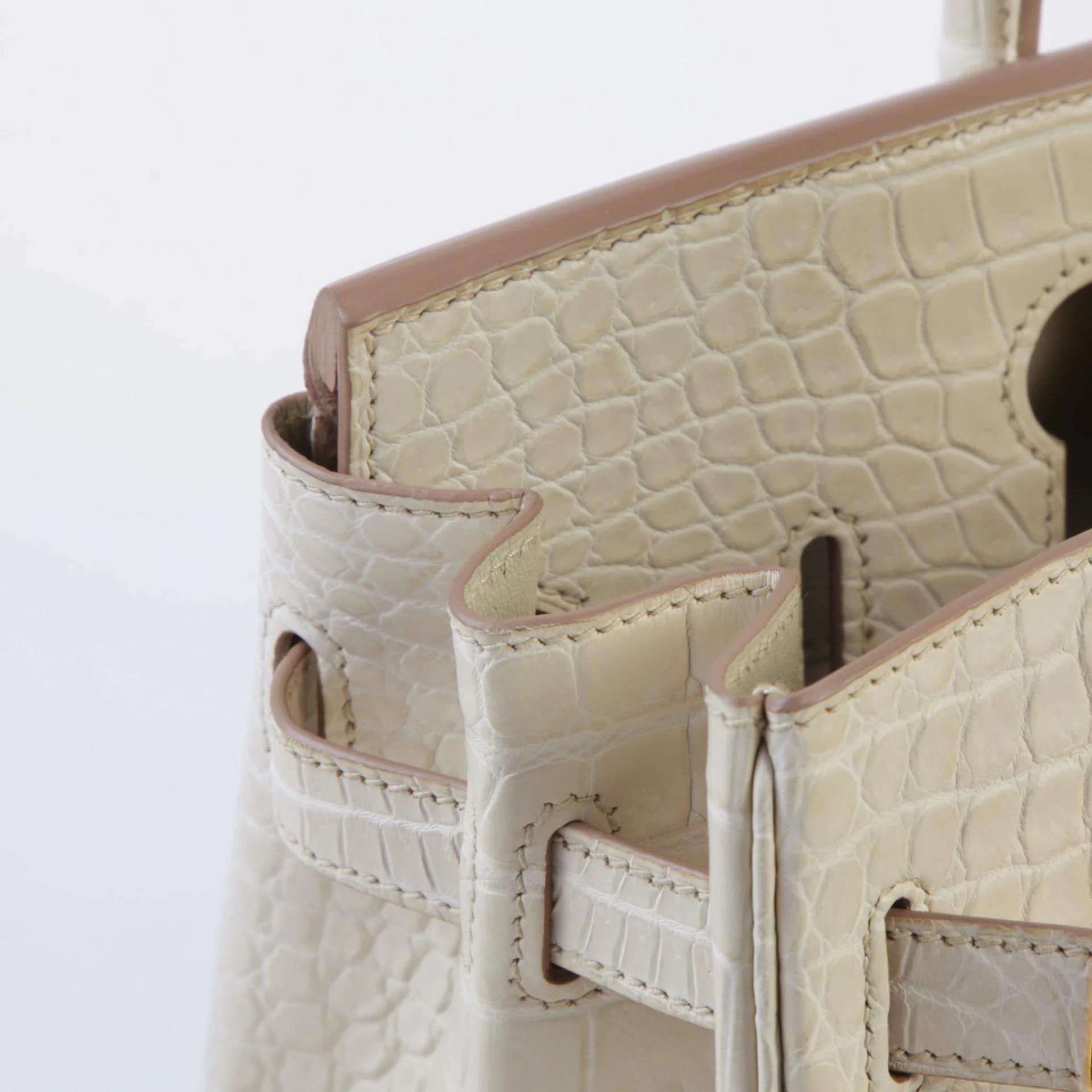 未使用保存品 HERMÈS 愛馬仕 Birkin 30 8L 冰川白 Beton ∧ 灣鱷 霧面 金扣 U刻 2022年 - 12