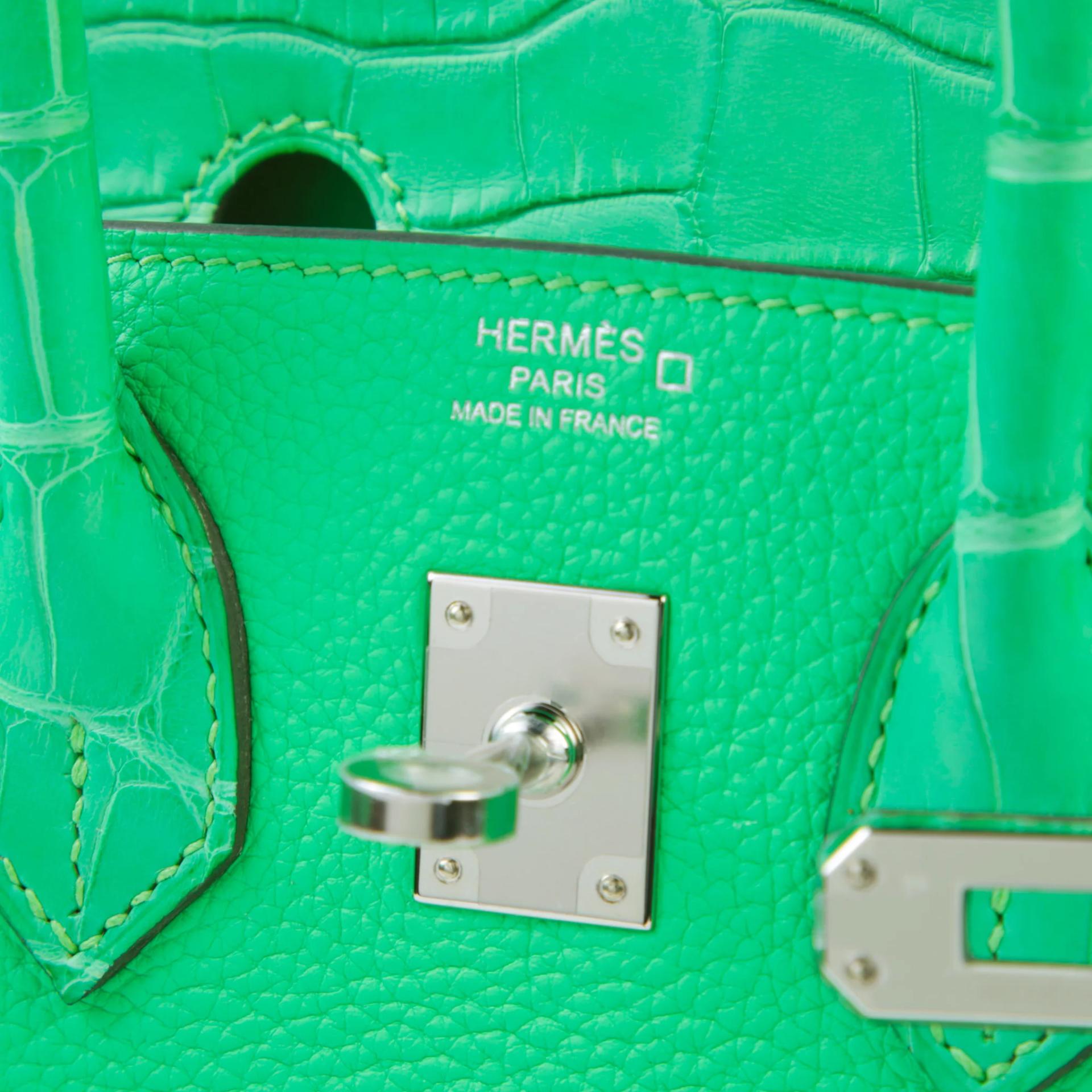 Unused ( Rank NS ) HERMÈS Birkin 25 Touch Vert Comics (0Z) Matte Alligator Togo Palladium hardware B (2023) - 9