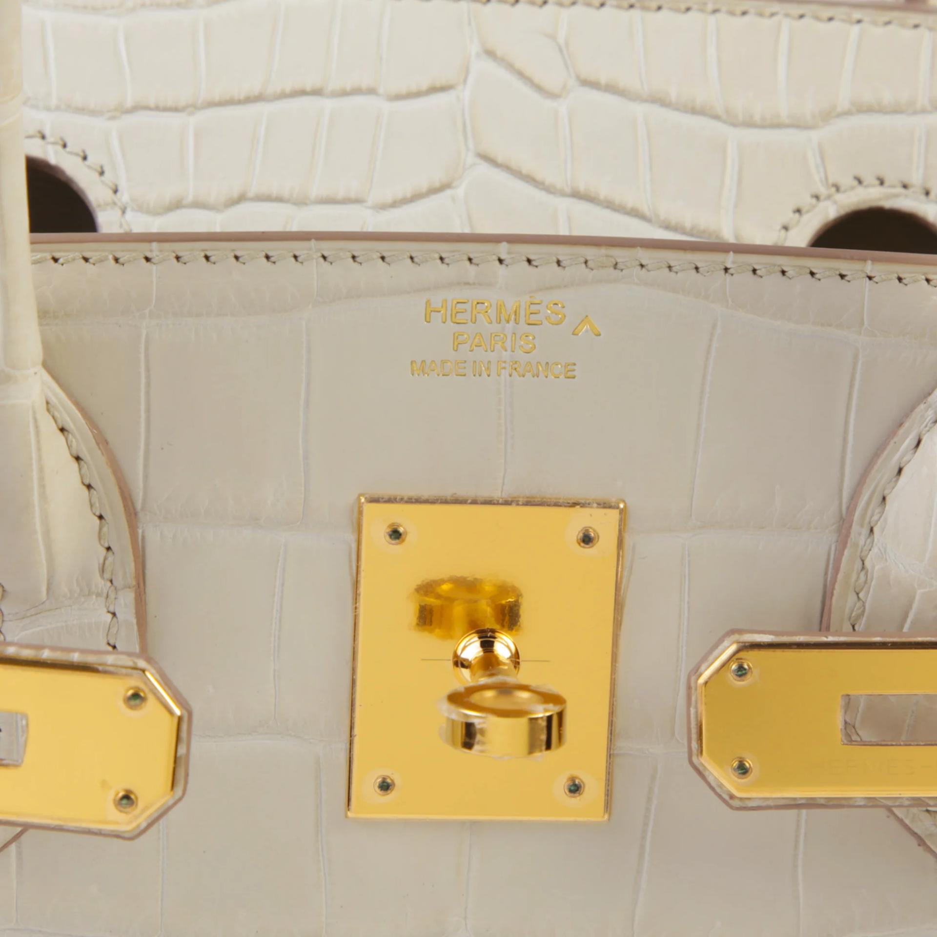 未使用保存品 HERMÈS 愛馬仕 Birkin 30 8L 冰川白 Beton ∧ 灣鱷 霧面 金扣 U刻 2022年 - 9