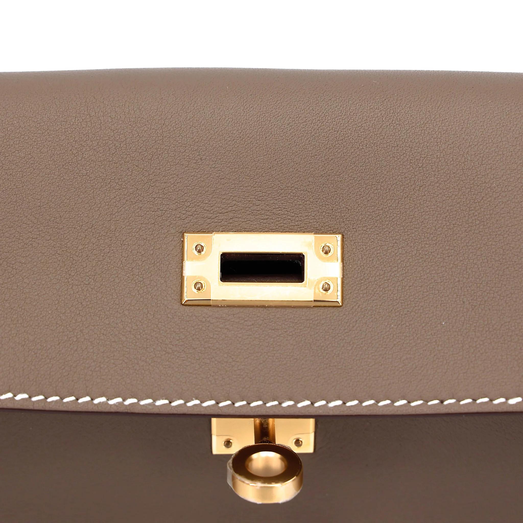 Excellent ( Rank SA ) HERMÈS Kelly Danse Etoupe (18) Swift Gold hardware B (2023) - 11