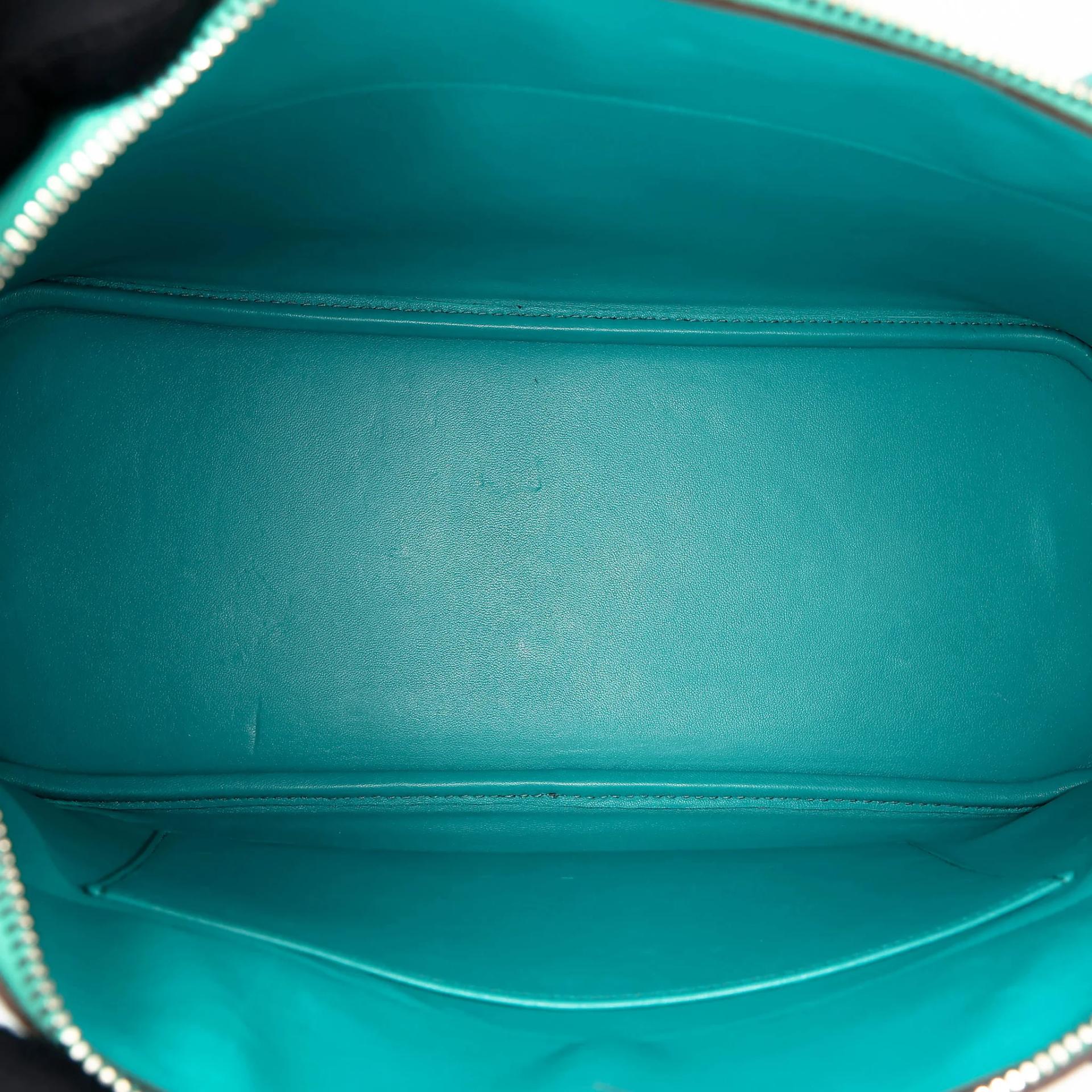 Very Good ( Rank A) HERMÈS Bolide 35 Bleu Paon (7F) Epsom Palladium hardware Square P (2012) - 22