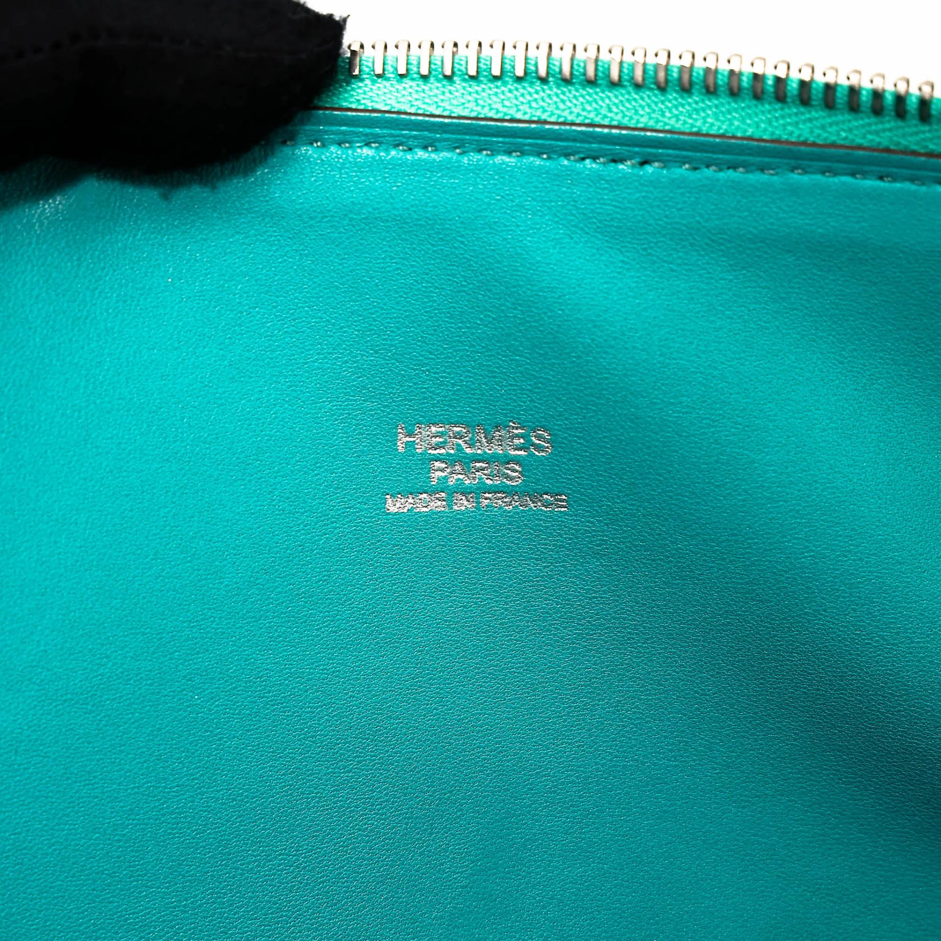 Very Good ( Rank A) HERMÈS Bolide 35 Bleu Paon (7F) Epsom Palladium hardware Square P (2012) - 12