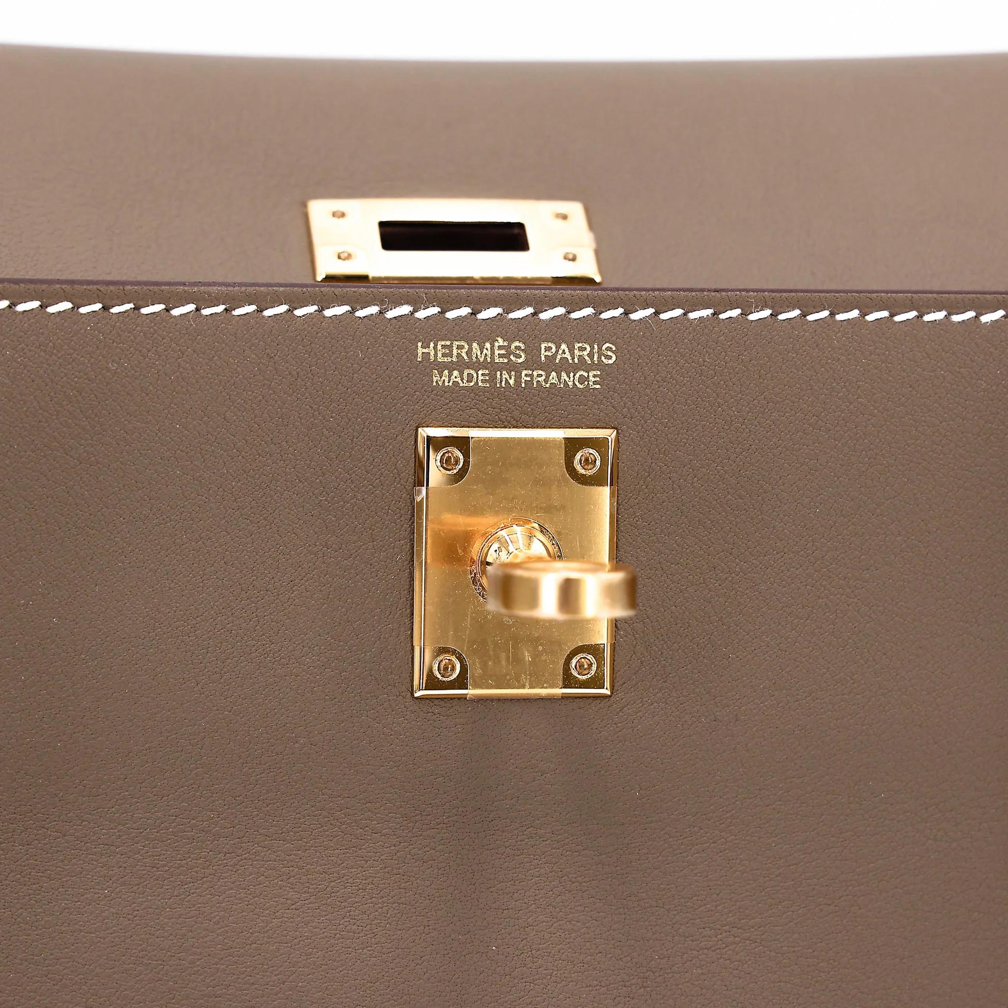 Excellent ( Rank SA ) HERMÈS Kelly Danse Etoupe (18) Swift Gold hardware B (2023) - 13