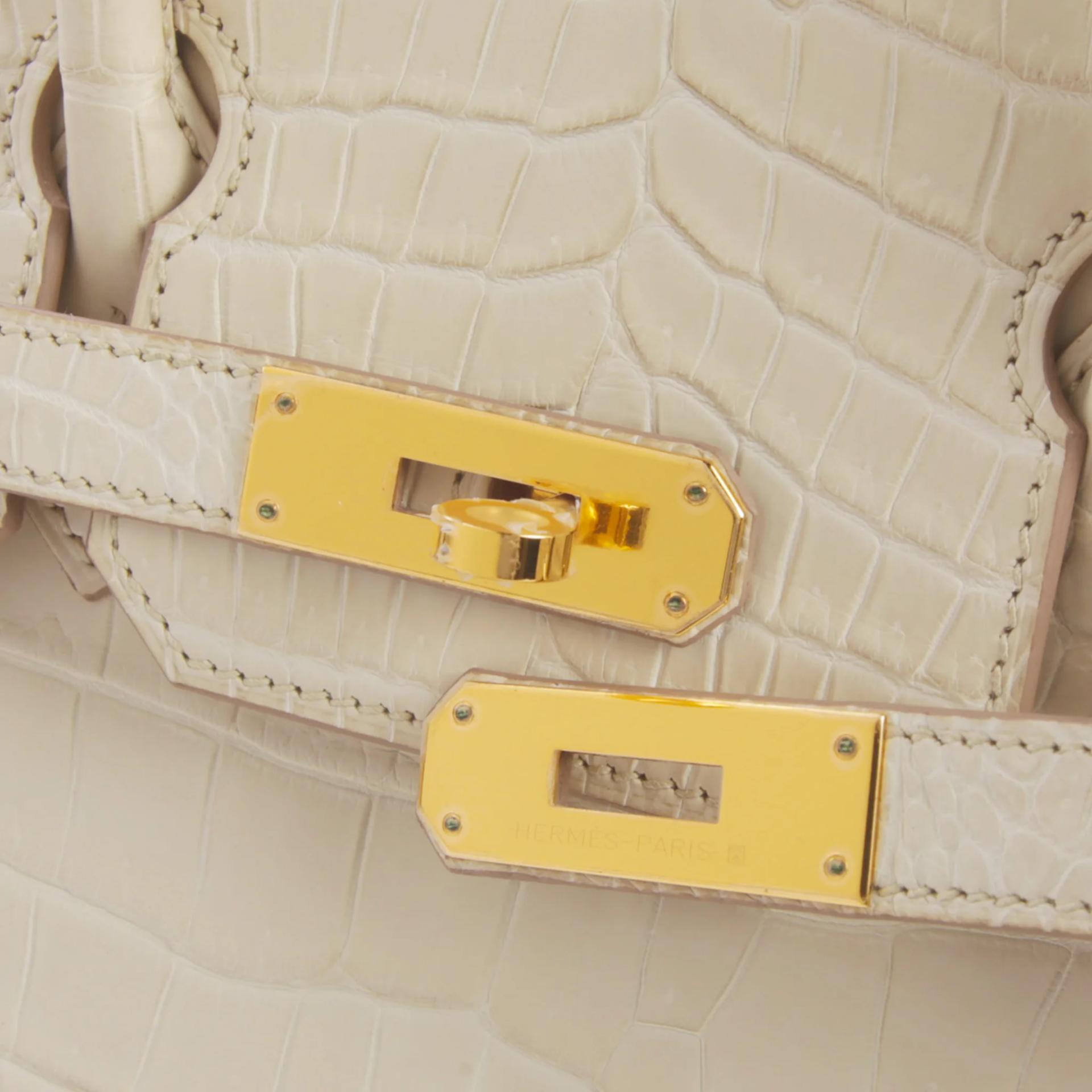 未使用保存品 HERMÈS 愛馬仕 Birkin 30 8L 冰川白 Beton ∧ 灣鱷 霧面 金扣 U刻 2022年 - 8