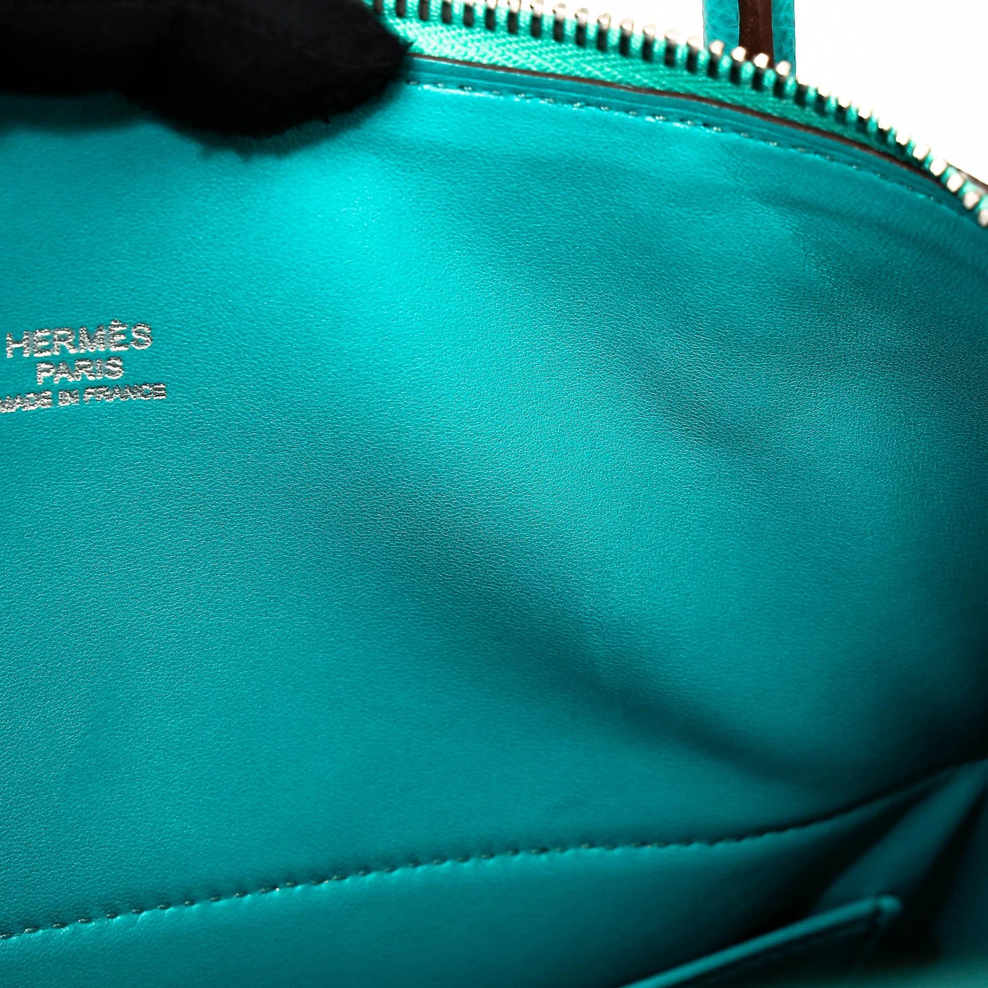 Very Good ( Rank A) HERMÈS Bolide 35 Bleu Paon (7F) Epsom Palladium hardware Square P (2012) - 13