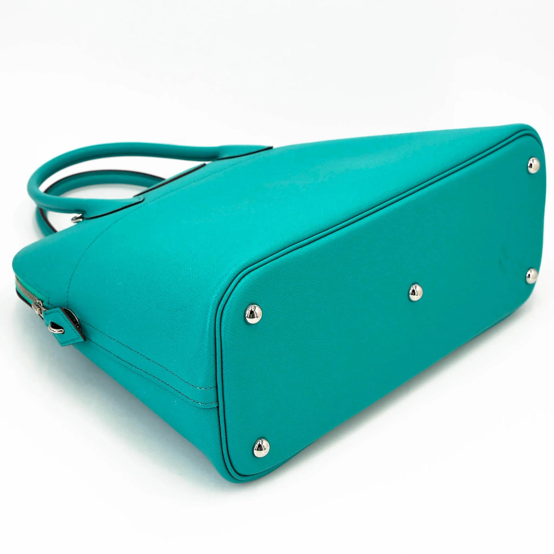 Very Good ( Rank A) HERMÈS Bolide 35 Bleu Paon (7F) Epsom Palladium hardware Square P (2012) - 6
