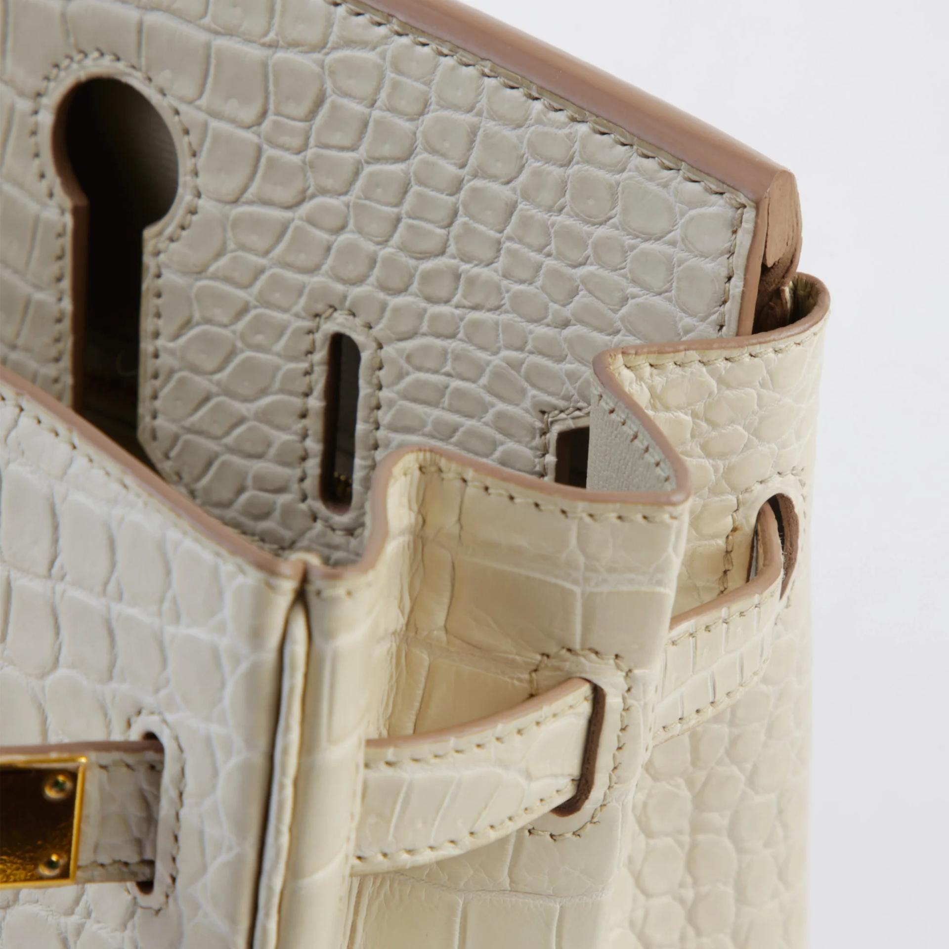 未使用保存品 HERMÈS 愛馬仕 Birkin 30 8L 冰川白 Beton ∧ 灣鱷 霧面 金扣 U刻 2022年 - 11