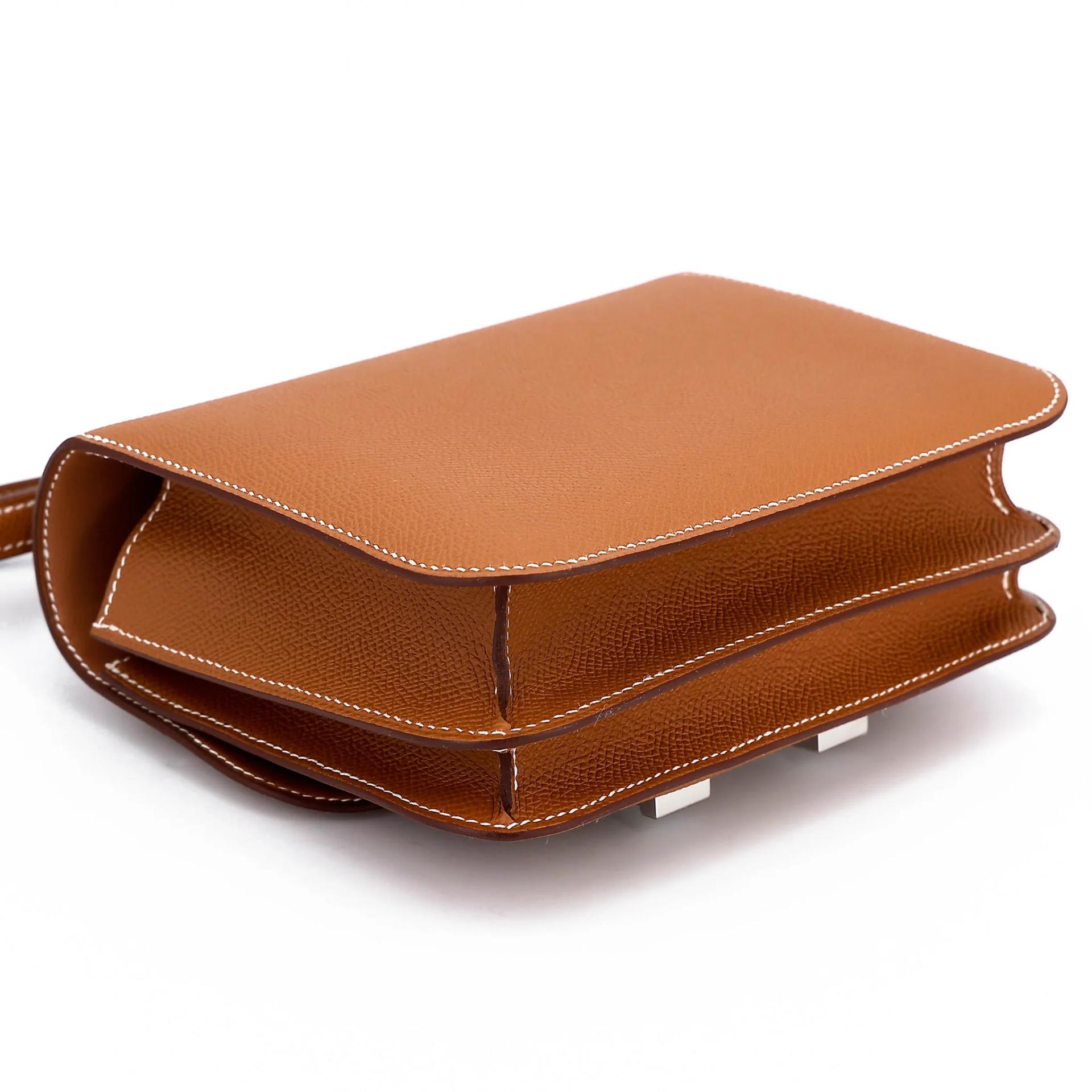 Brand New ( Rank N ) HERMÈS Constance Mini 19 Mirror Gold (37) Epsom Palladium hardware G (2026) - 7