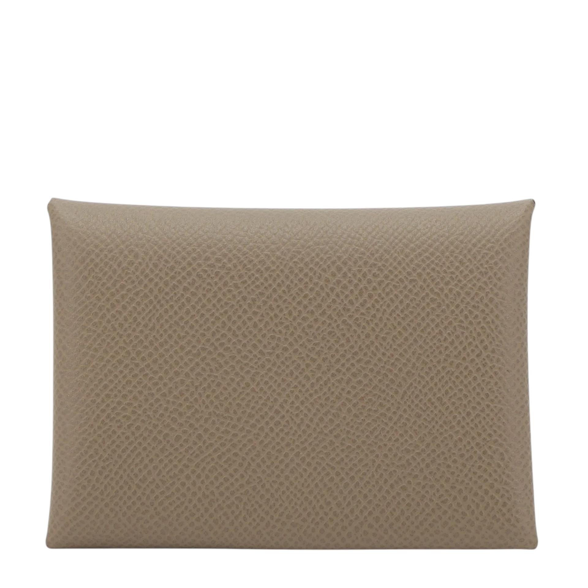 Brand New ( Rank N ) HERMÈS Calvi Duo card holder Etoupe (18) Epsom Palladium hardware K (2025) - 1