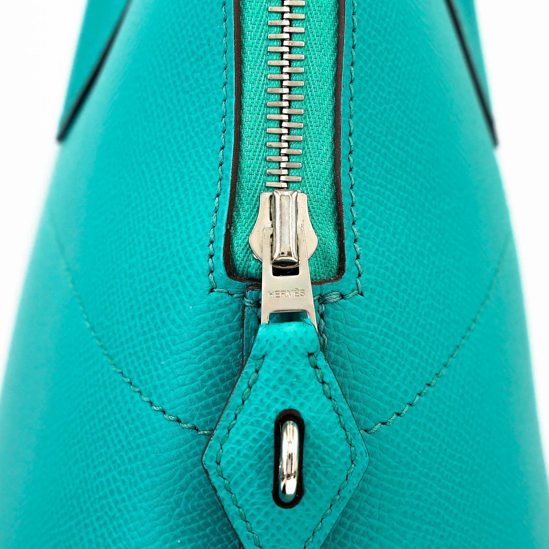 Very Good ( Rank A) HERMÈS Bolide 35 Bleu Paon (7F) Epsom Palladium hardware Square P (2012) - 9