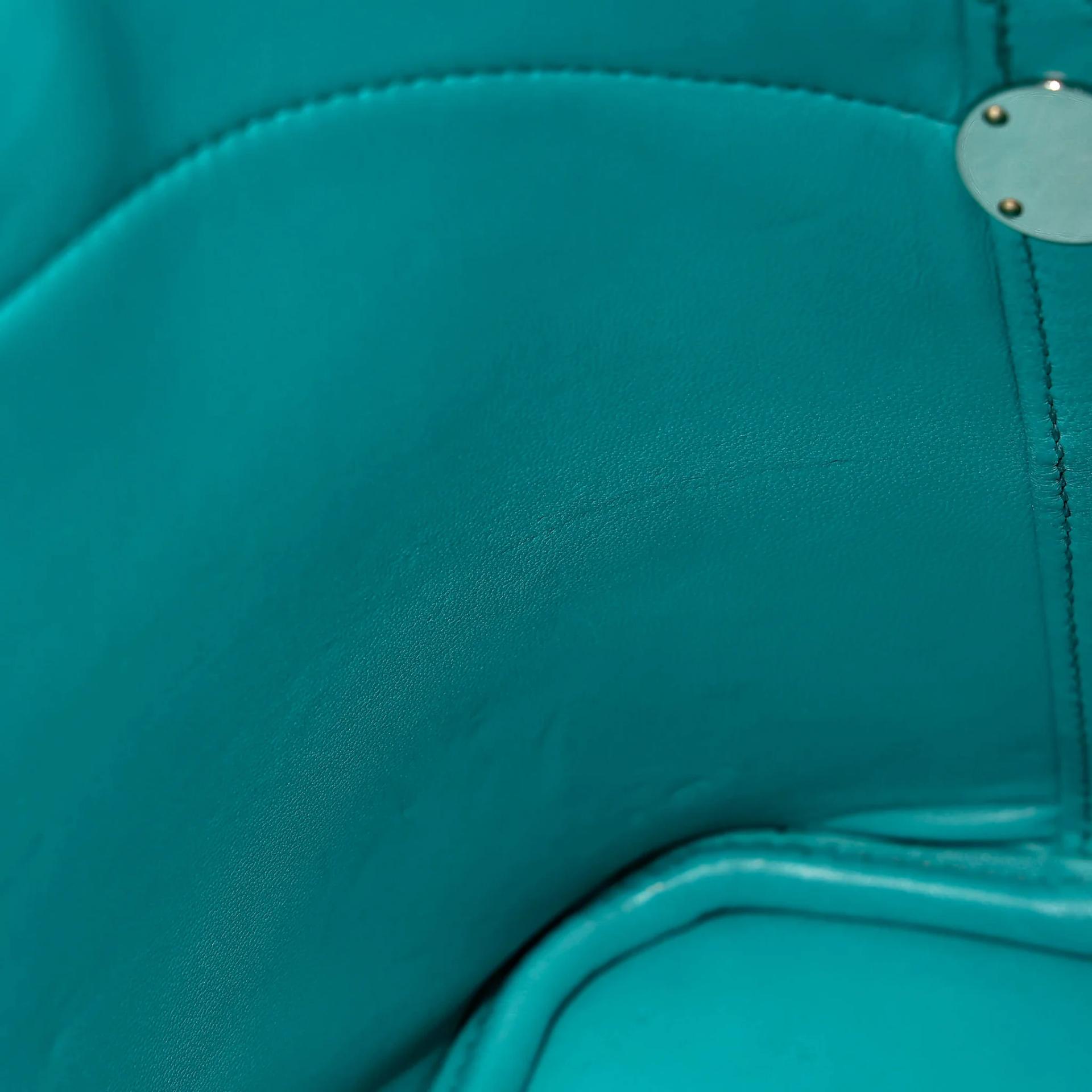 Very Good ( Rank A) HERMÈS Bolide 35 Bleu Paon (7F) Epsom Palladium hardware Square P (2012) - 17