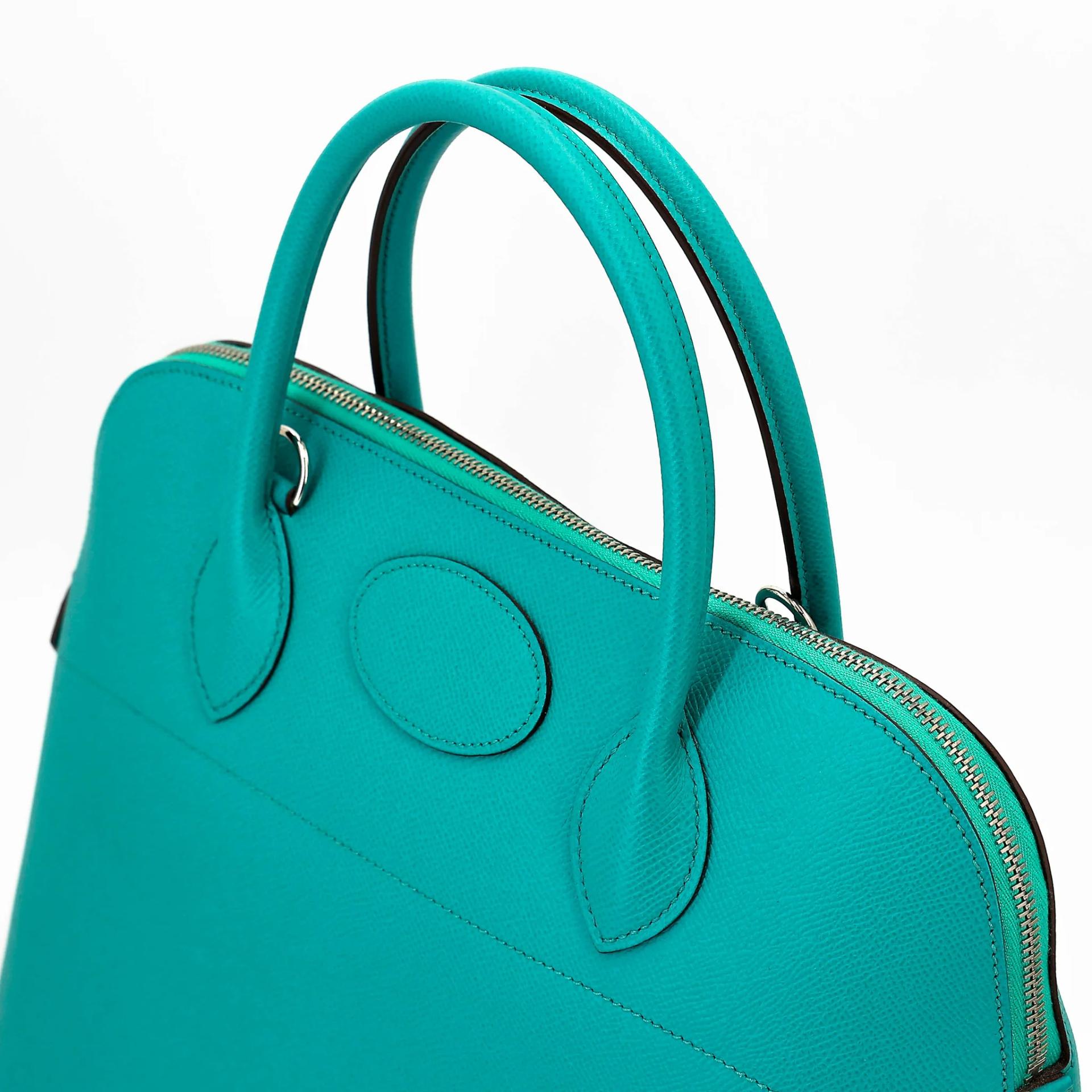 Very Good ( Rank A) HERMÈS Bolide 35 Bleu Paon (7F) Epsom Palladium hardware Square P (2012) - 3